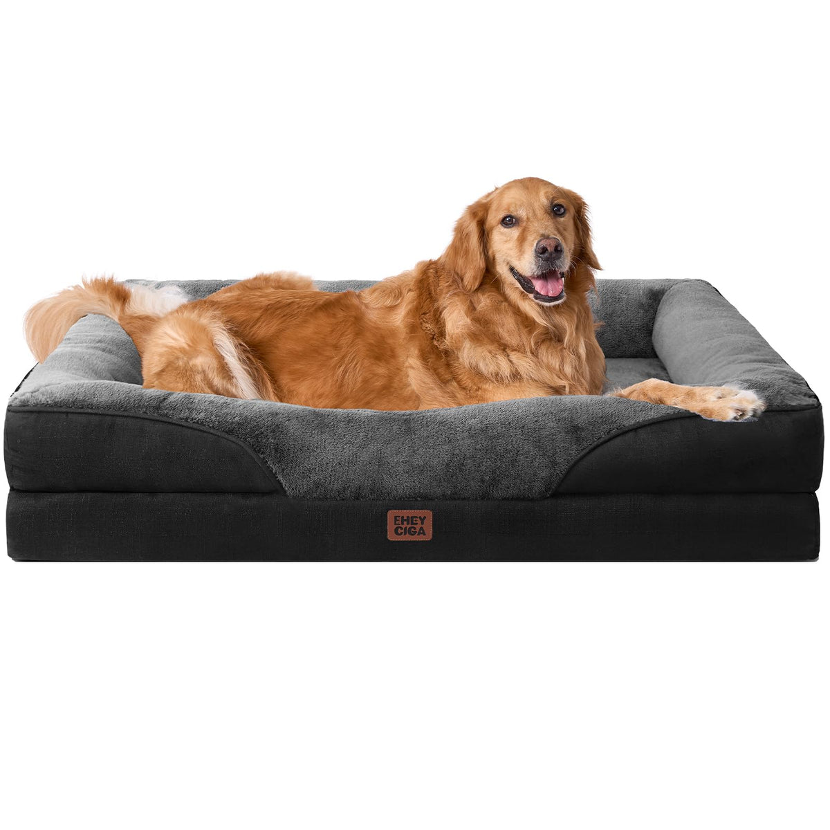 EHEYCIGA Memory Foam Orthopedic Dog Beds Large, 91x68x17cm, Dark Grey