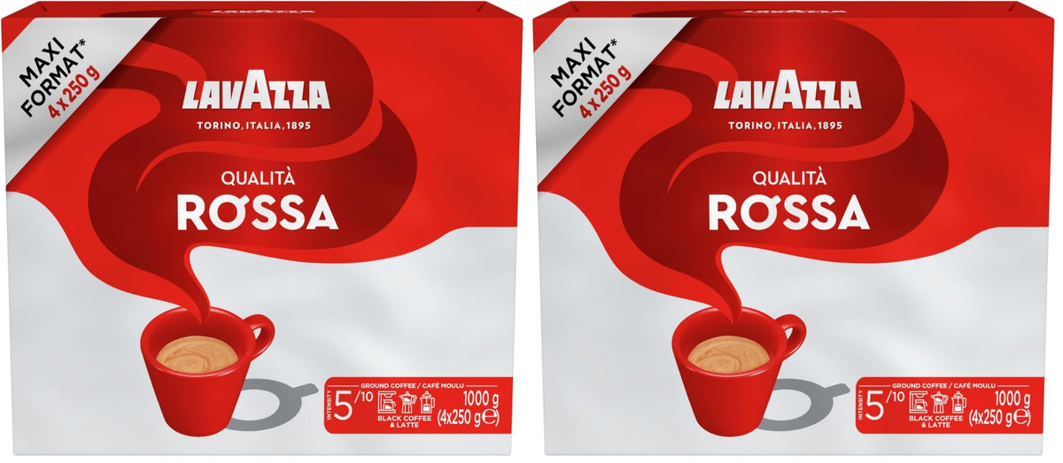 Lavazza Qualità Rossa, Ground Coffee Espresso 500 g (Pack of 2)