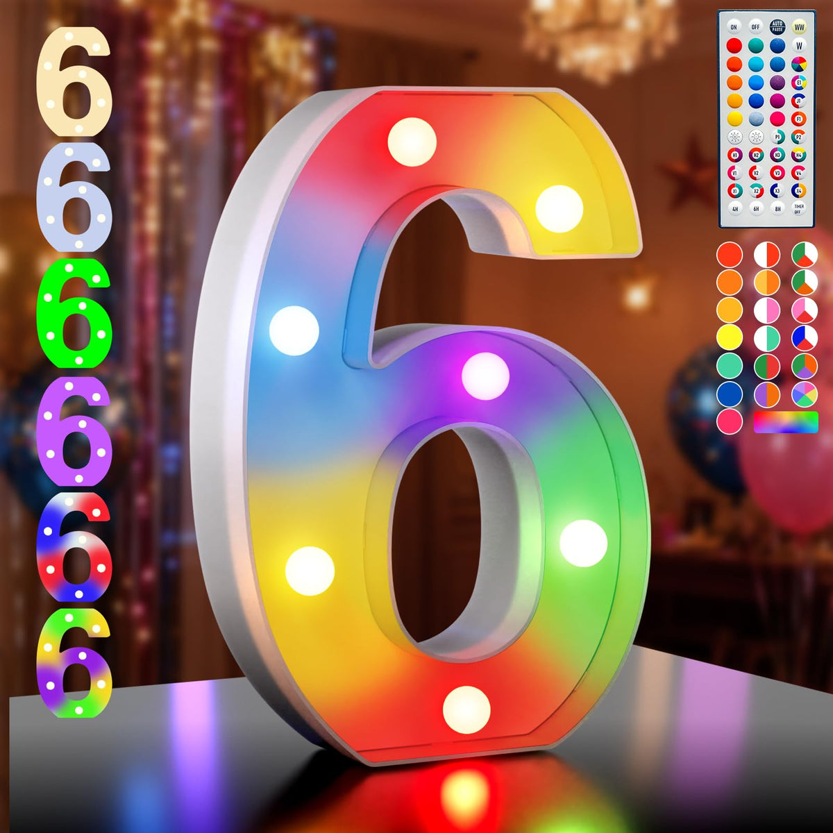 Ledido Pink Glitter Light Up Number 80 for 80th Birthday Decorations
