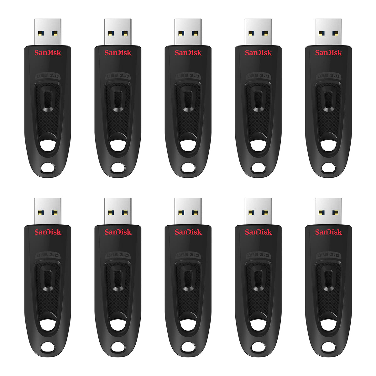 SanDisk Ultra 32 GB USB Flash Drive USB 3.0 Up to 130 MB/s Read - Twin Pack, Red/Blue (Pack of 5)