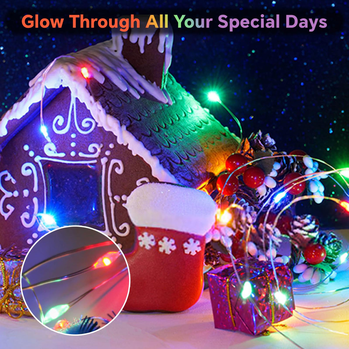 60LED 6m Fairy Lights Battery Operated, Battery Powered String Light Indoor