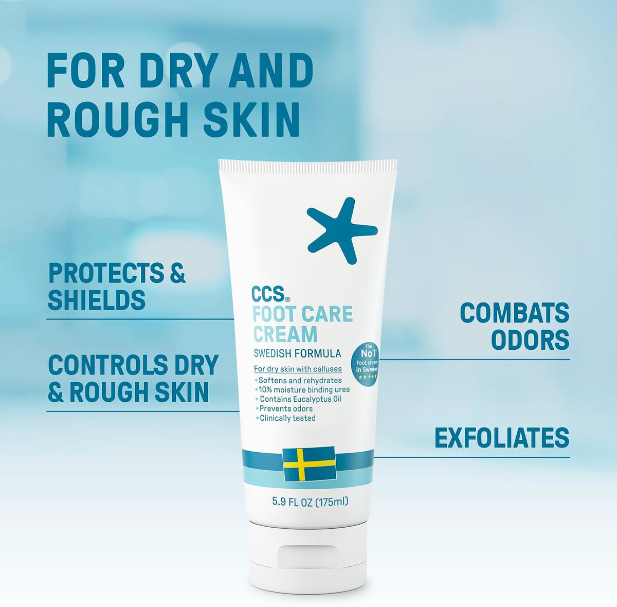 CCS Professional Foot Care Cream 175 ml - Moisturise and Protect Dry and Callused Feet, Contains 10% Urea and Eucalyptus Oil, Clinically Tested, Suitable for Diabetics