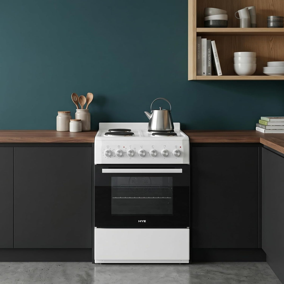 HYE 60cm Freestanding Cooker - Electric Cooker with Kitchen Stove, White