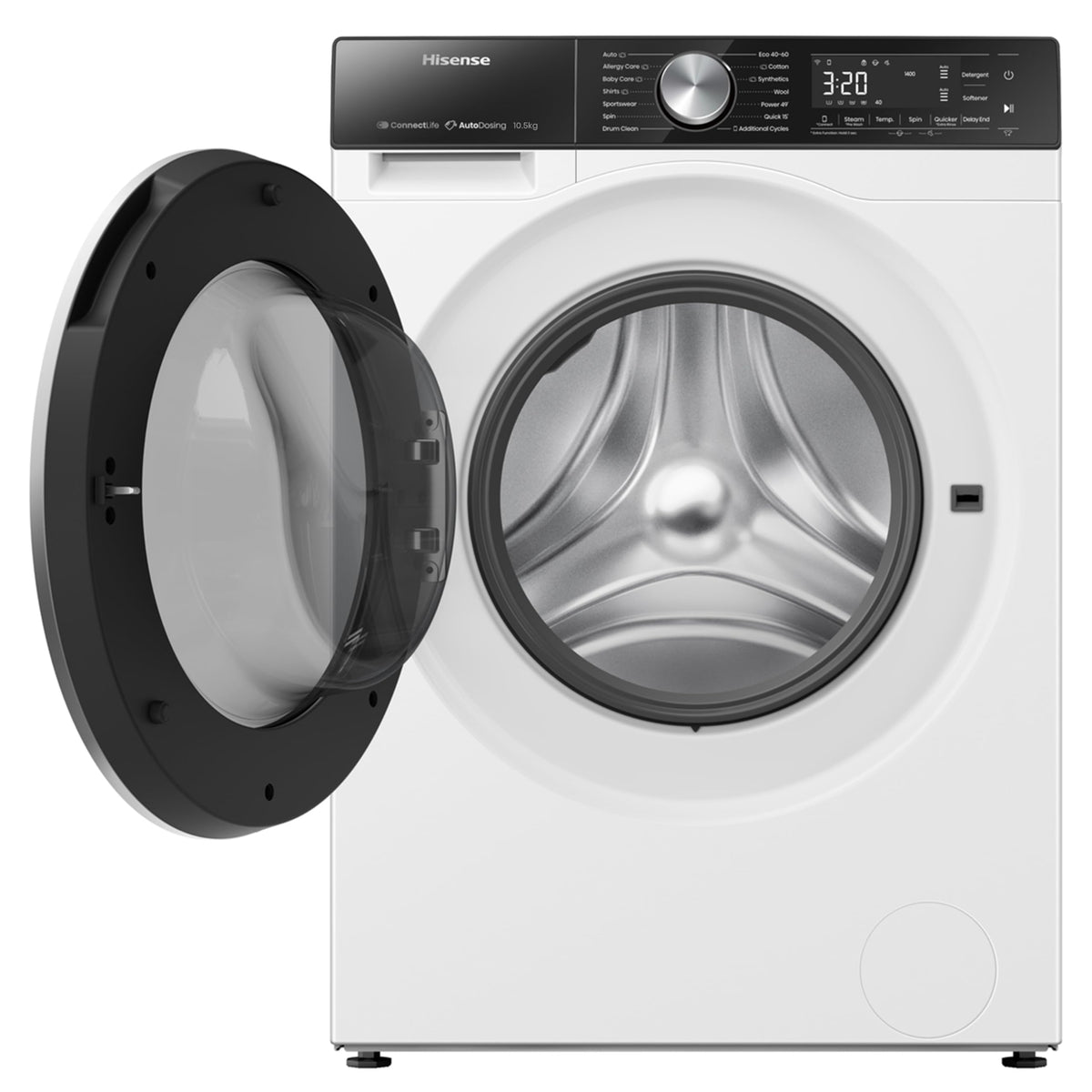Hisense WF1G7021BW Freestanding 7 KG-Front Load Durable Inverter Washing Machine, Steam Wash-Quick Wash-15 Washing Programs-1200 RPM-White-Energy Rating B
