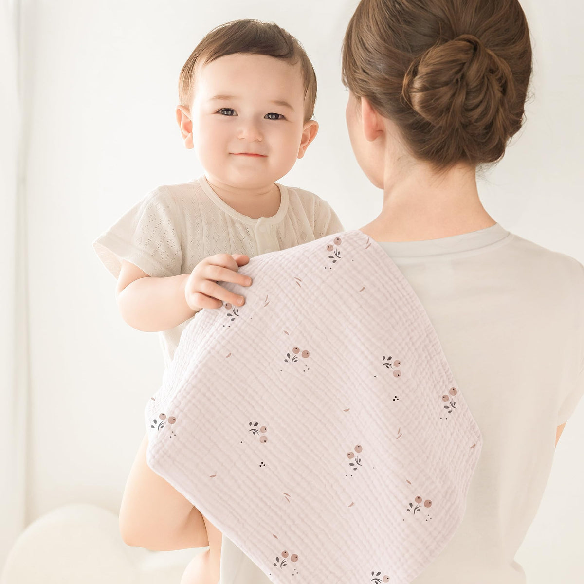 Susurration Muslin Cloths for Baby, 100% Cotton Baby Muslin Squares Cloths for Newborn Boy and Girl, Soft, Breathable and Extremely Absorbent Baby Muslin Burp Cloths, 60 x 60 cm, 5 Pack