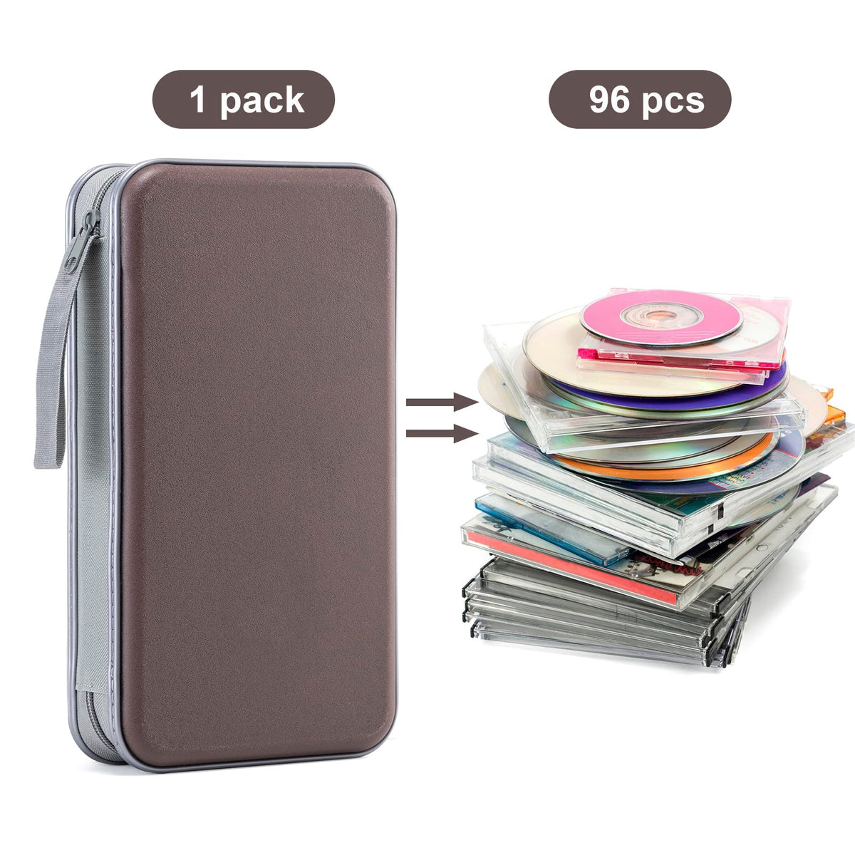 LIOVODE DVD Case, 96 Capacity CD Case Holder Organizer Disc Wallet for Car