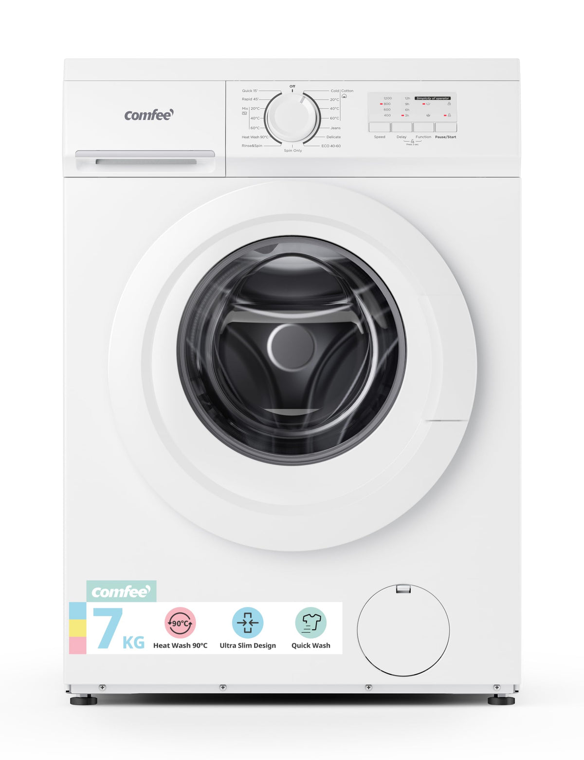 COMFEE' 9kg Washing Machine Energy Class A 1400rpm BLDC Motor Slim White