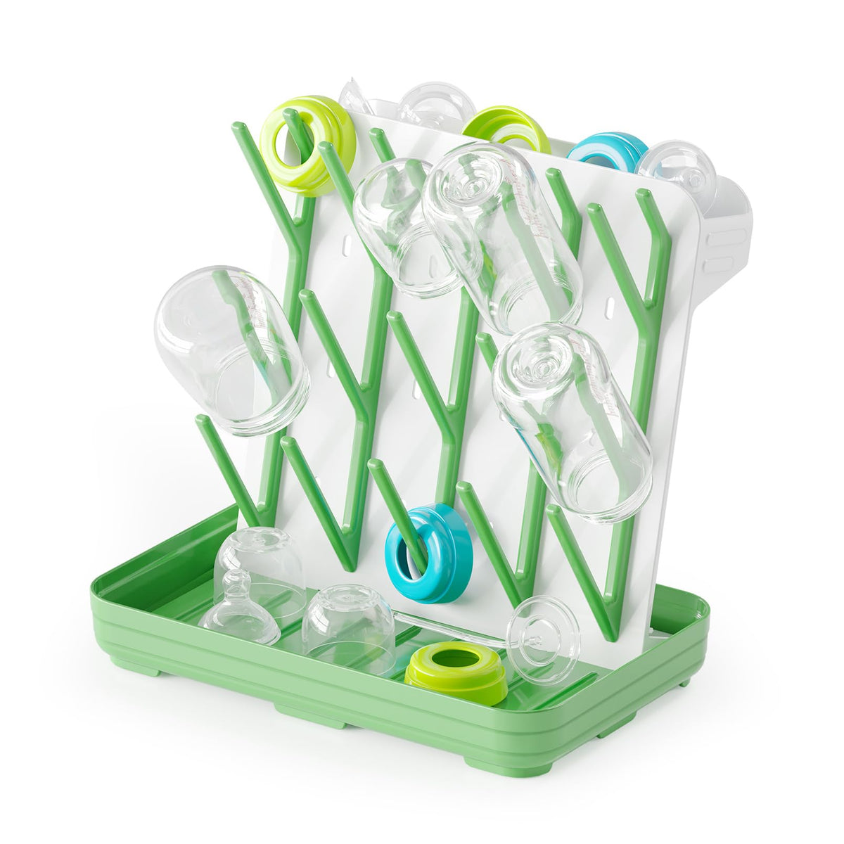 SpaceAid Baby Bottle Drying Rack with 20 Hooks, White and Gray