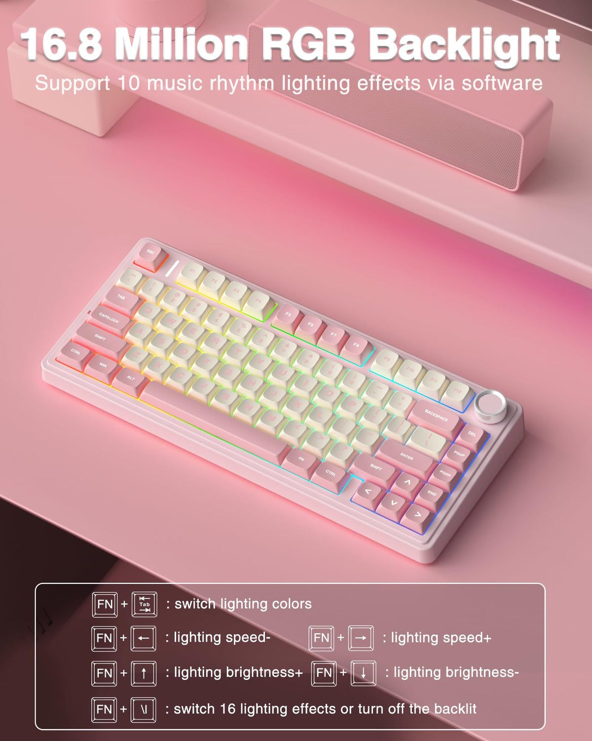 AULA F75 75% Wireless Mechanical Keyboard,2.4Ghz/Type-C/BT5.0 Gaming Keyboards,Advanced Structure,RGB Backlight,Hot Swappable Custom Keyboard for PC/Mac (Cool Black)