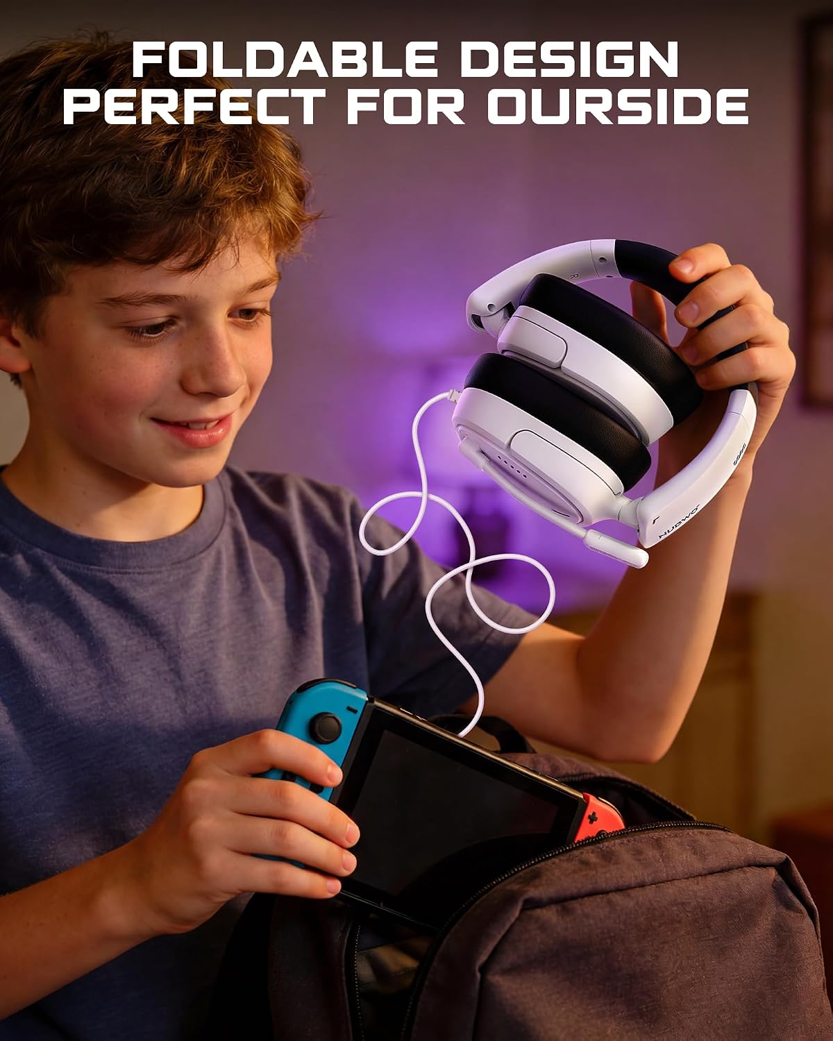 NUBWO HG04L Gaming Headset for PS5/PS4, Xbox Series X|S/Xbox One, Switch – 250g Lightweight, Clear Unidirectional Mic, Soft Memory Earmuffs, 3.5mm Jack for Gaming & Work