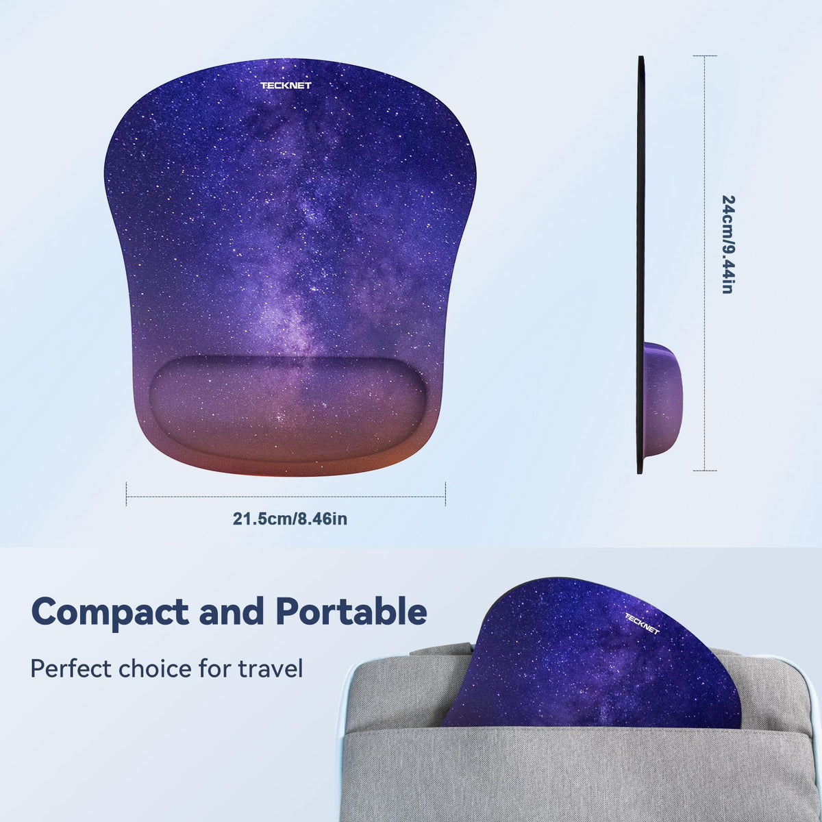 TECKNET 3 Packs Mouse Mat Wrist Support, Mouse Pad with Memory Foam Rest