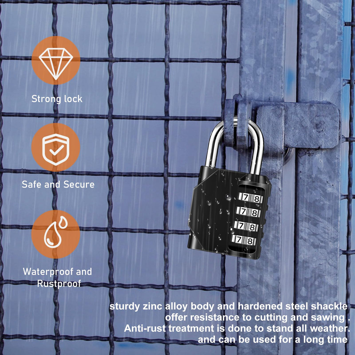 NAGE Padlocks with Code, Combination Lock 4 Digit Gym Locker (1P, Red)