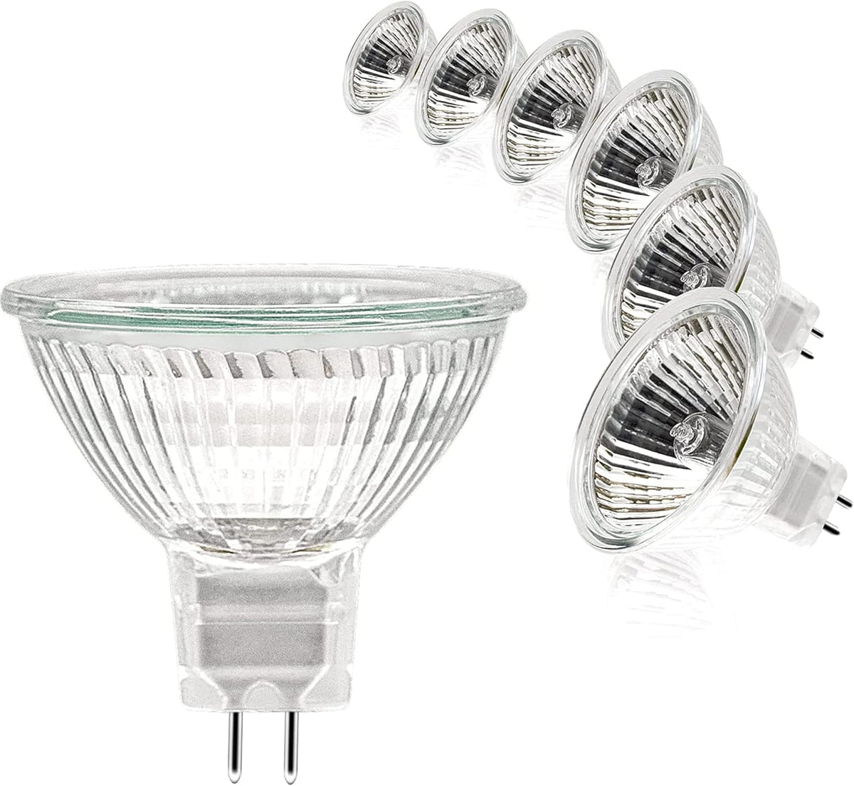 MR16 Halogen Bulbs, （6 Pack） 12V 35W Gu5.3 Halogen Light Bulbs Dimmable Glass Cover for Ceiling Light, 2 Pin Light Bulbs 2700K Warm White