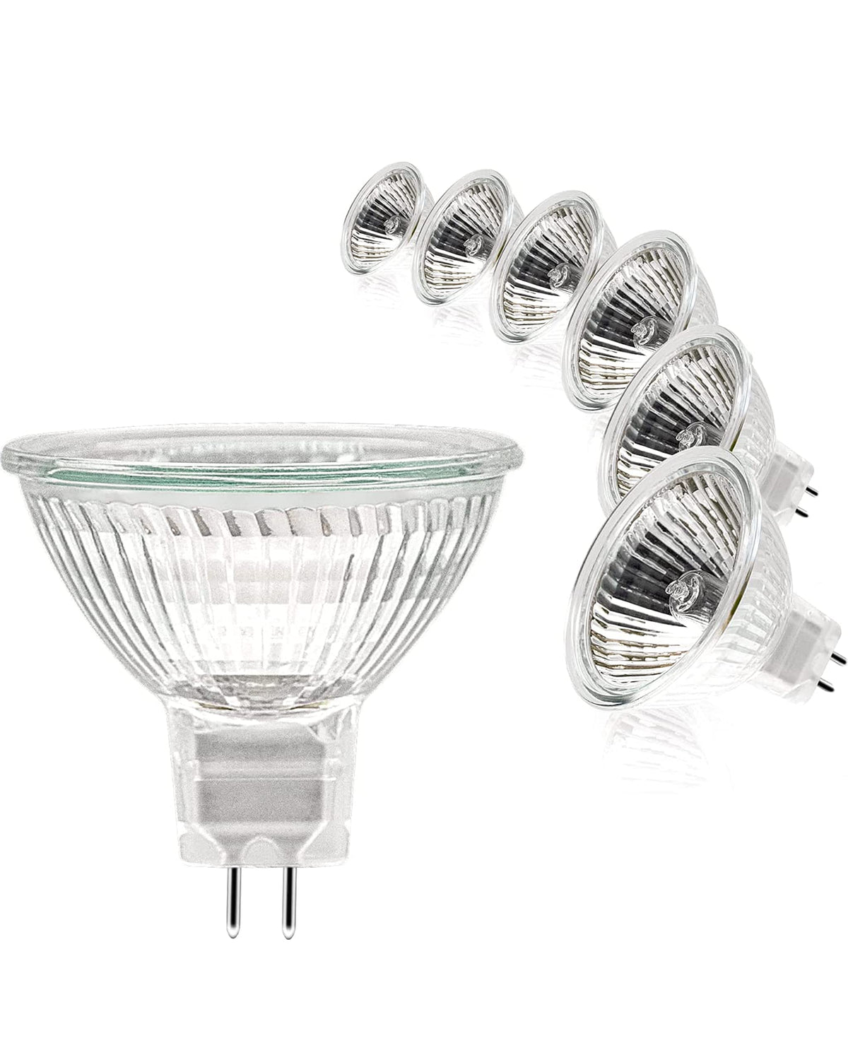 MR16 Halogen Bulbs, （6 Pack） 12V 35W Gu5.3 Halogen Light Bulbs Dimmable Glass Cover for Ceiling Light, 2 Pin Light Bulbs 2700K Warm White