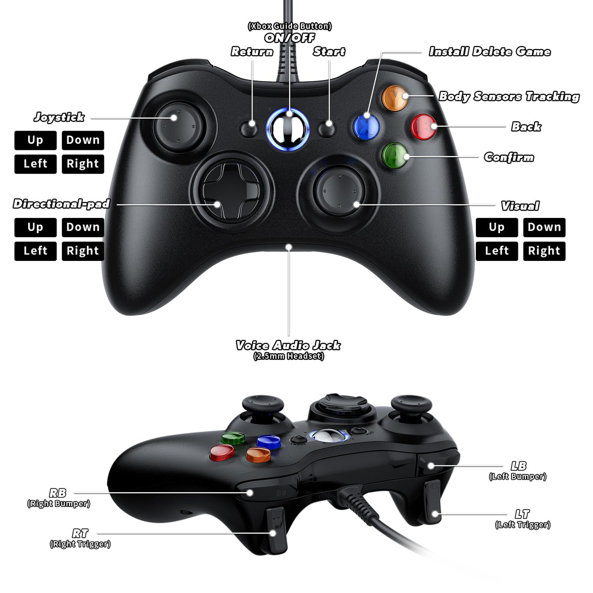 Dinosoo RGB Wireless Controller for PS5/Pro/Slim/PC, with Back Paddles, Touchpad, Dual Vibration, 6-Axis Gyro, Macro, Turbo, Speaker & 3.5mm Audio