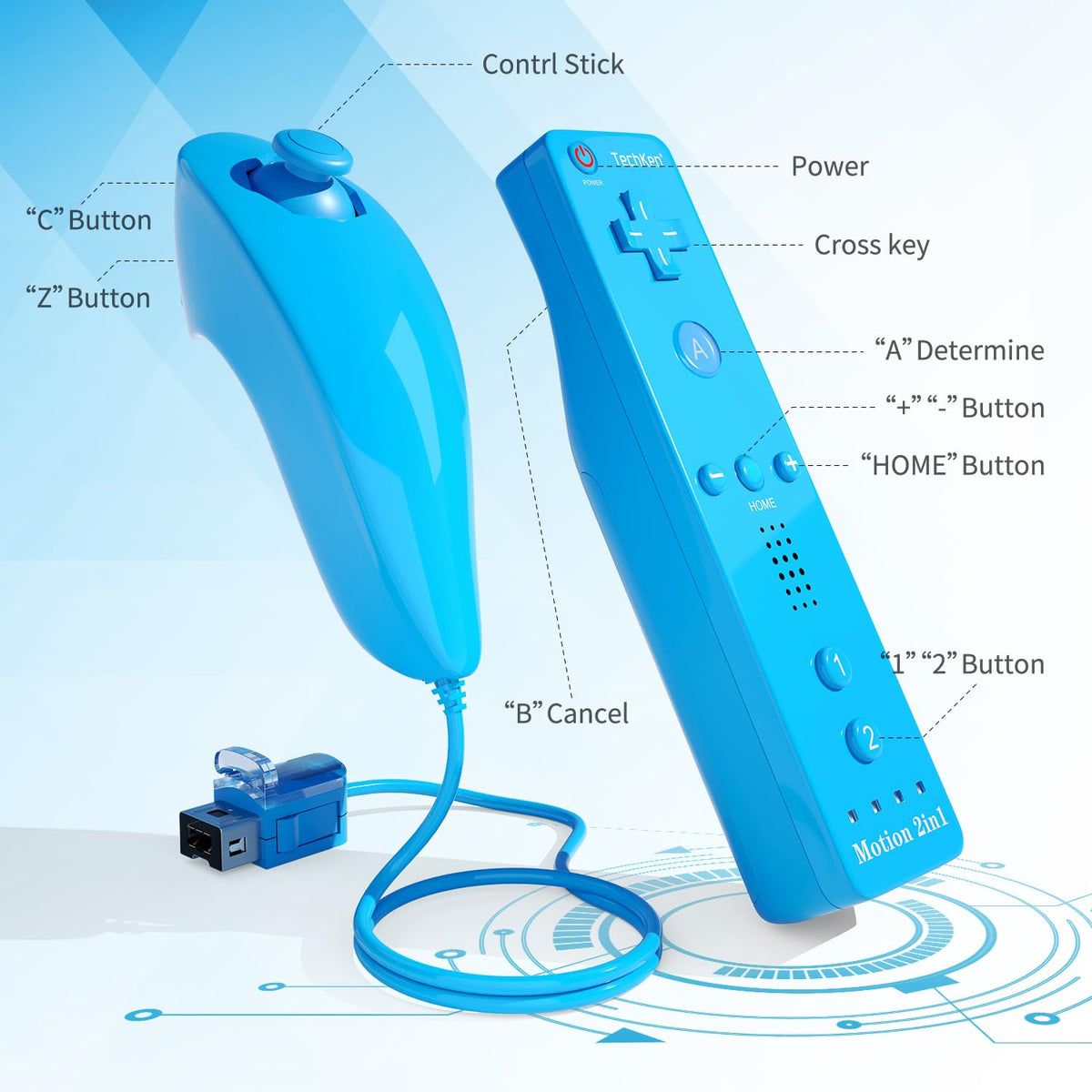 TechKen 2-Pack Wii Remote Plus with Built-in MotionPlus gyroscope, Compatible with all original Wii Remote accessories, Wii Controller for Wii/Wii U