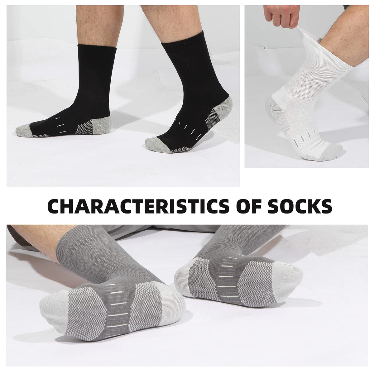 BUDERMMY Mens Socks Cushioned Work Socks Walking Socks Womens Crew Athletic Socks for Outdoor Hiking Trainer Running