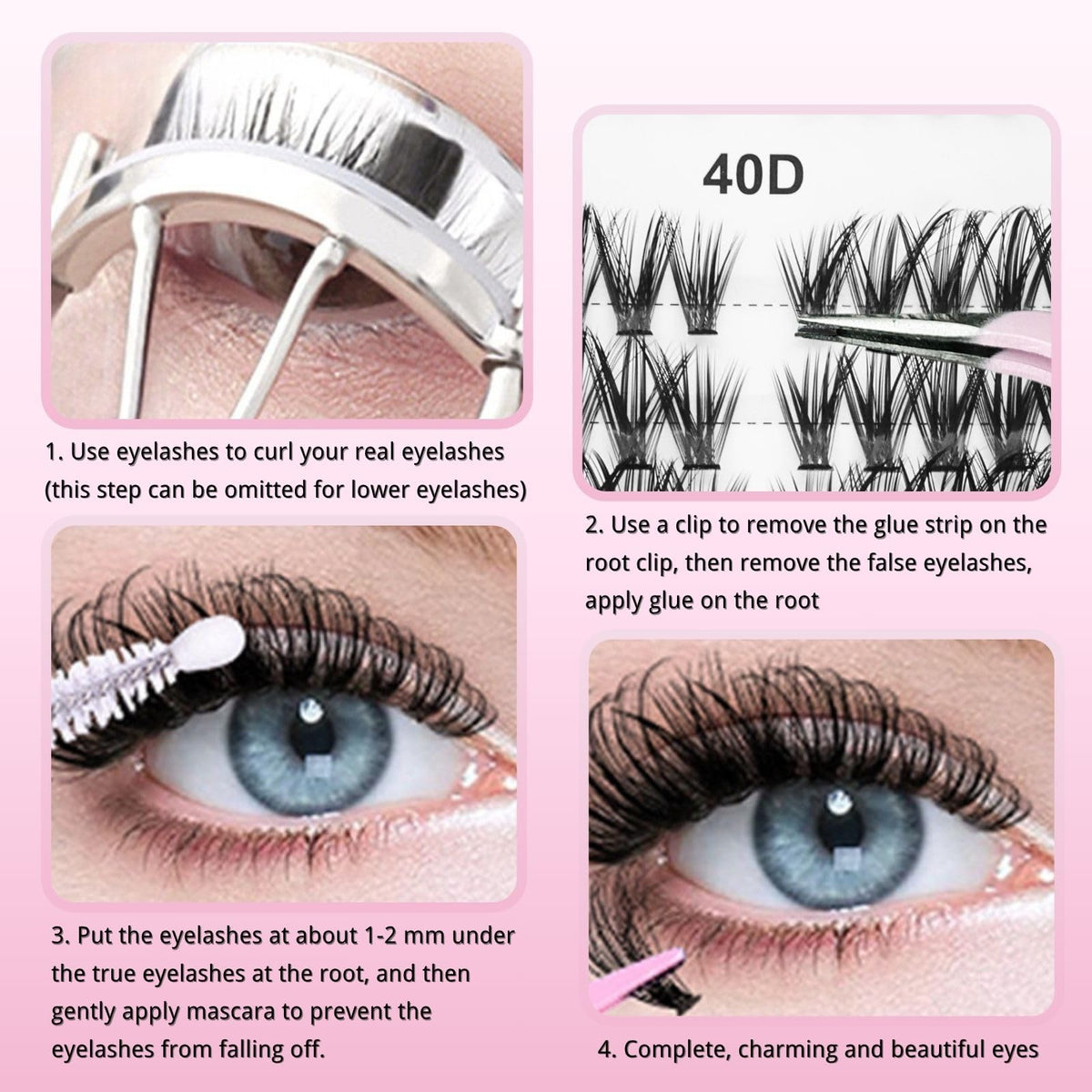 KEYRI 580 Pieces Individual Eyelashes 30-100D Cluster Lashes Kit