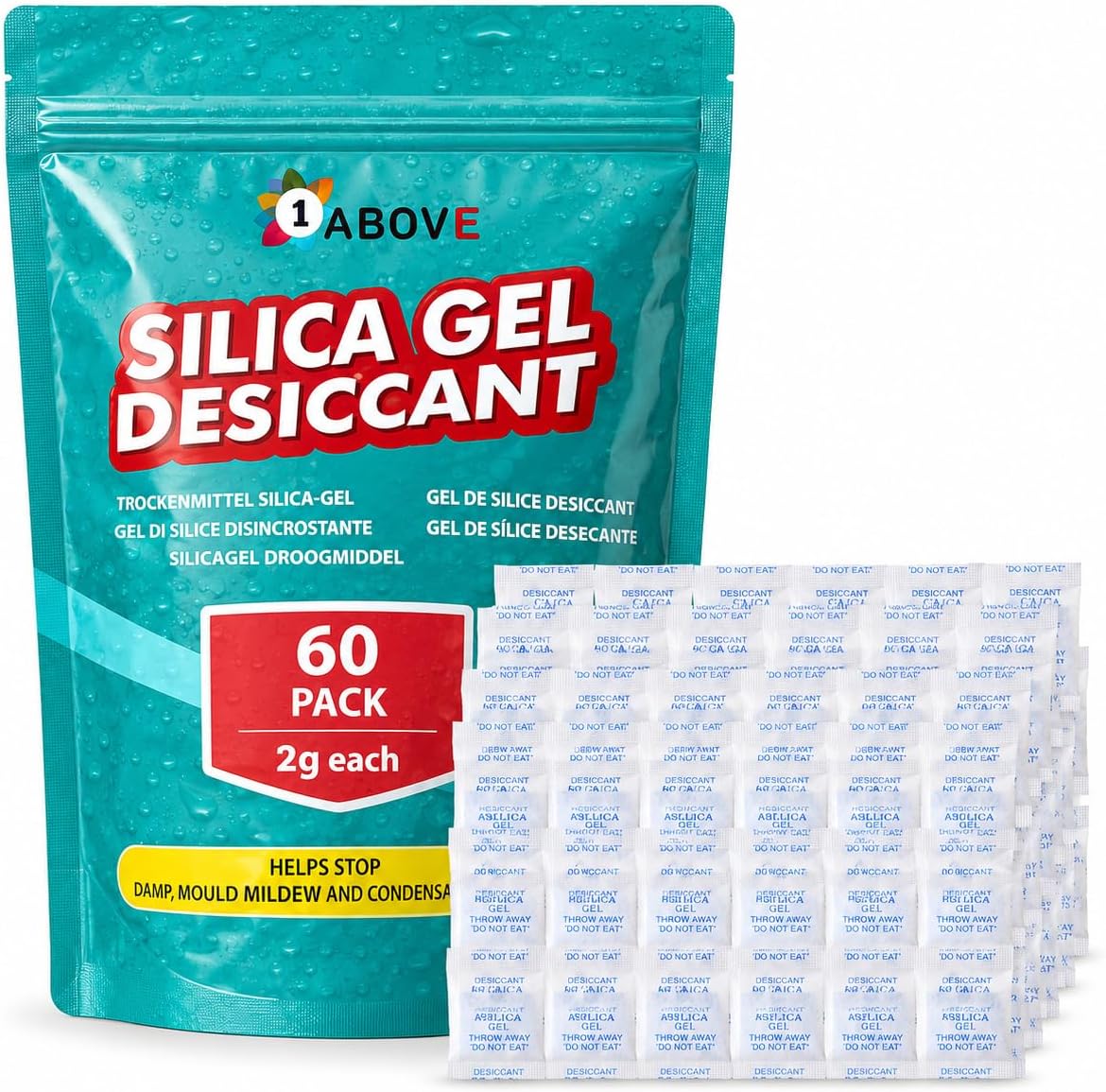 60 Pack 2g Silica Gel Moisture Absorber Desiccant Sachets