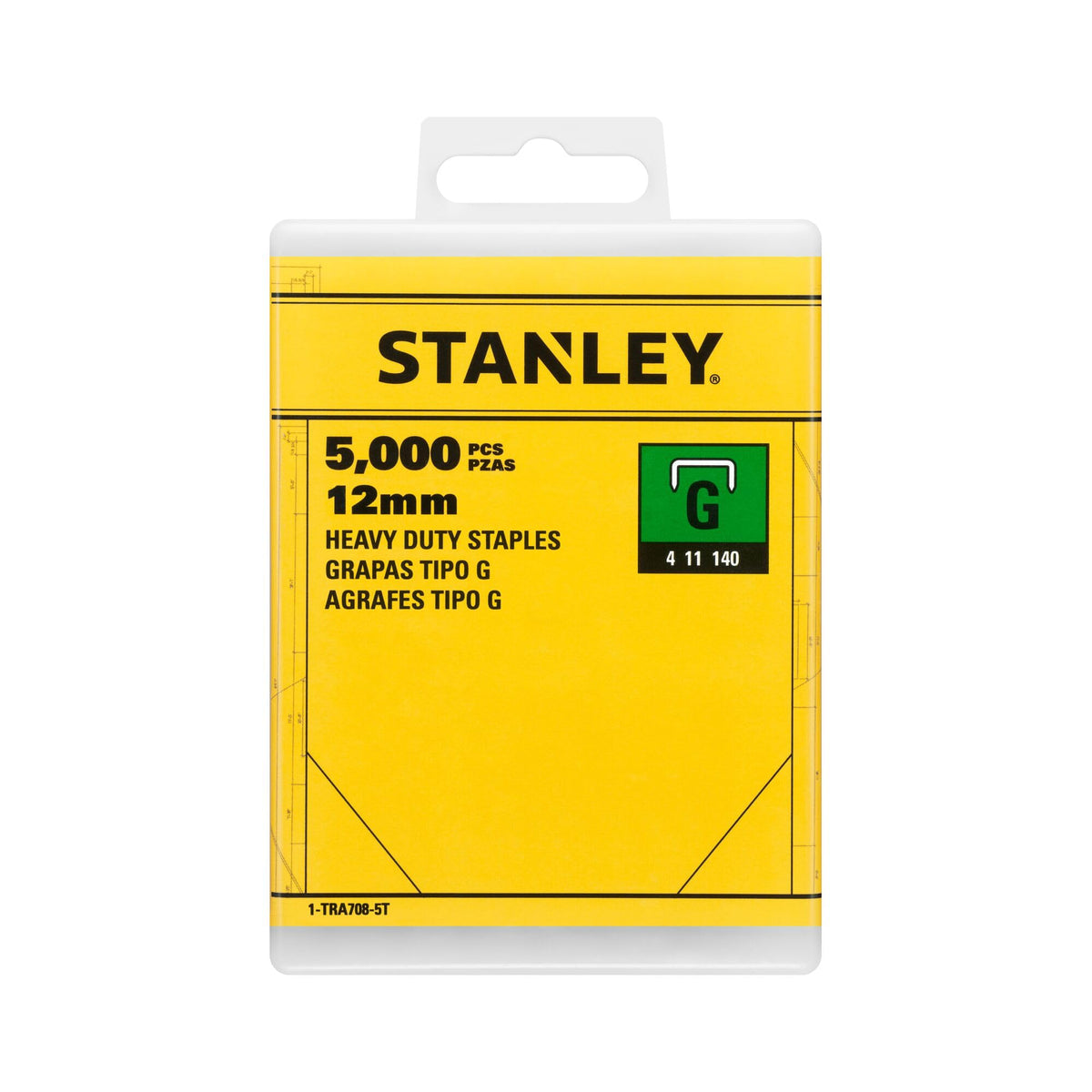 STANLEY 14mm Heavy-Duty Staples, Type G, Pack of 1000, 1-TRA709T