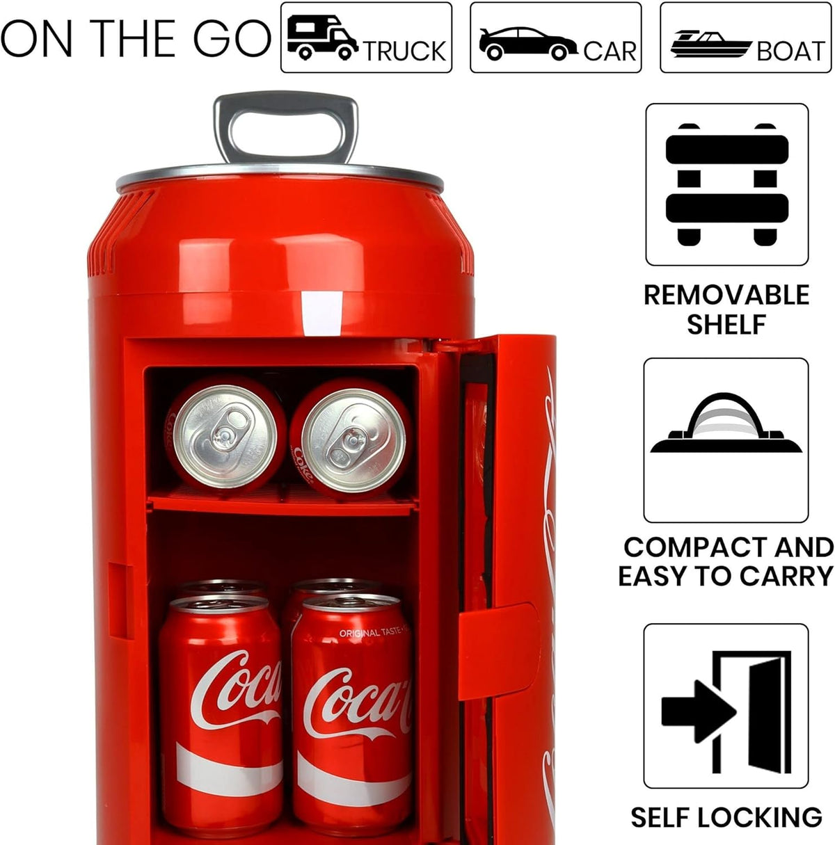 Koolatron Retro Mini Fridge For Bedrooms 12V Portable Cooler Refrigerator 4L Small 6 Can Table Top Quiet Mini Fridges For Skincare Food Drinks Kids Home Car & Travel Black