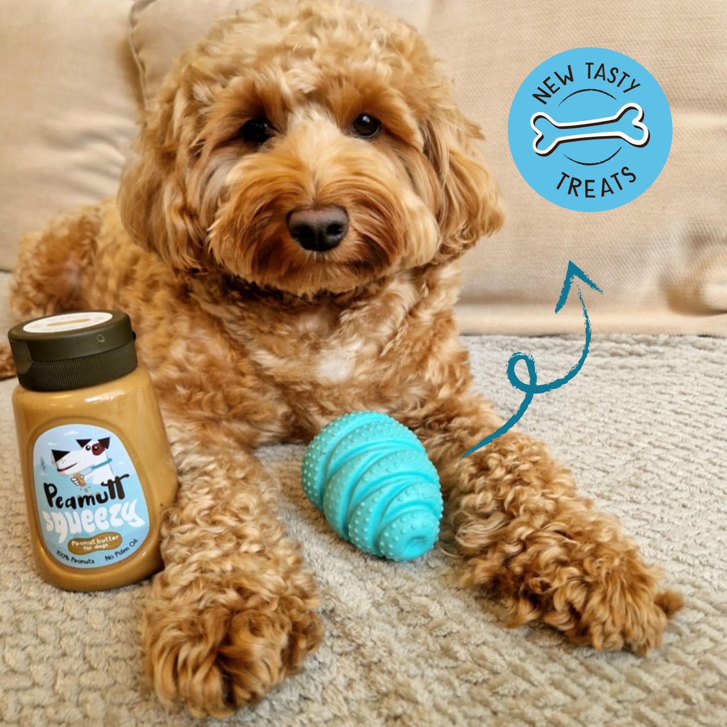Peamutt Squeezy Peanut Butter Dog Treat 320g - Natural Dog Treat, High Protein, No Added Salt, Sugar or Palm Oil, Smooth Texture for Licki Mats & Stuffed Toys, Healthy Snack for All Dog Breeds
