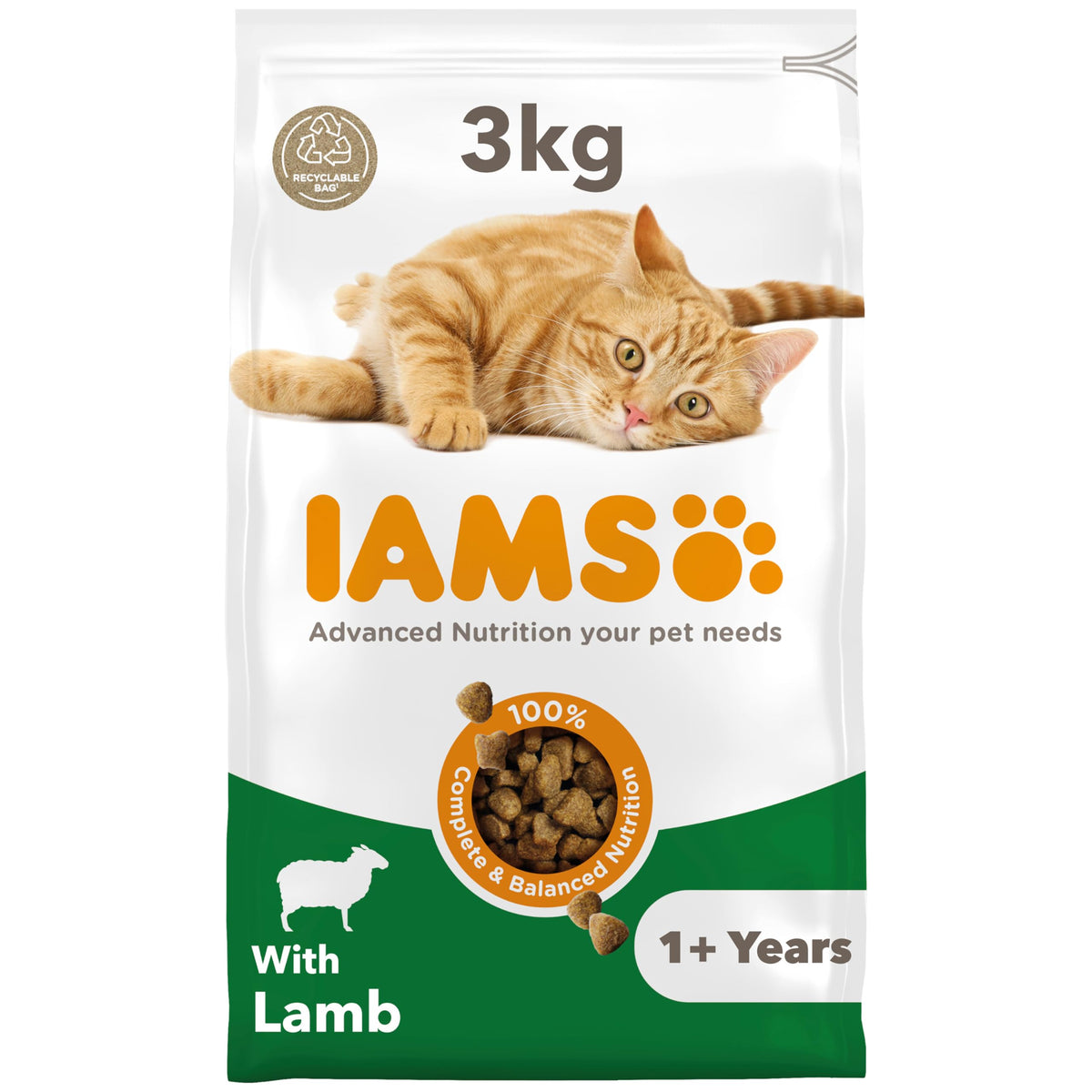 IAMS Adult Complete Dry Cat Food Chicken 3kg - Supports Strong Immune System