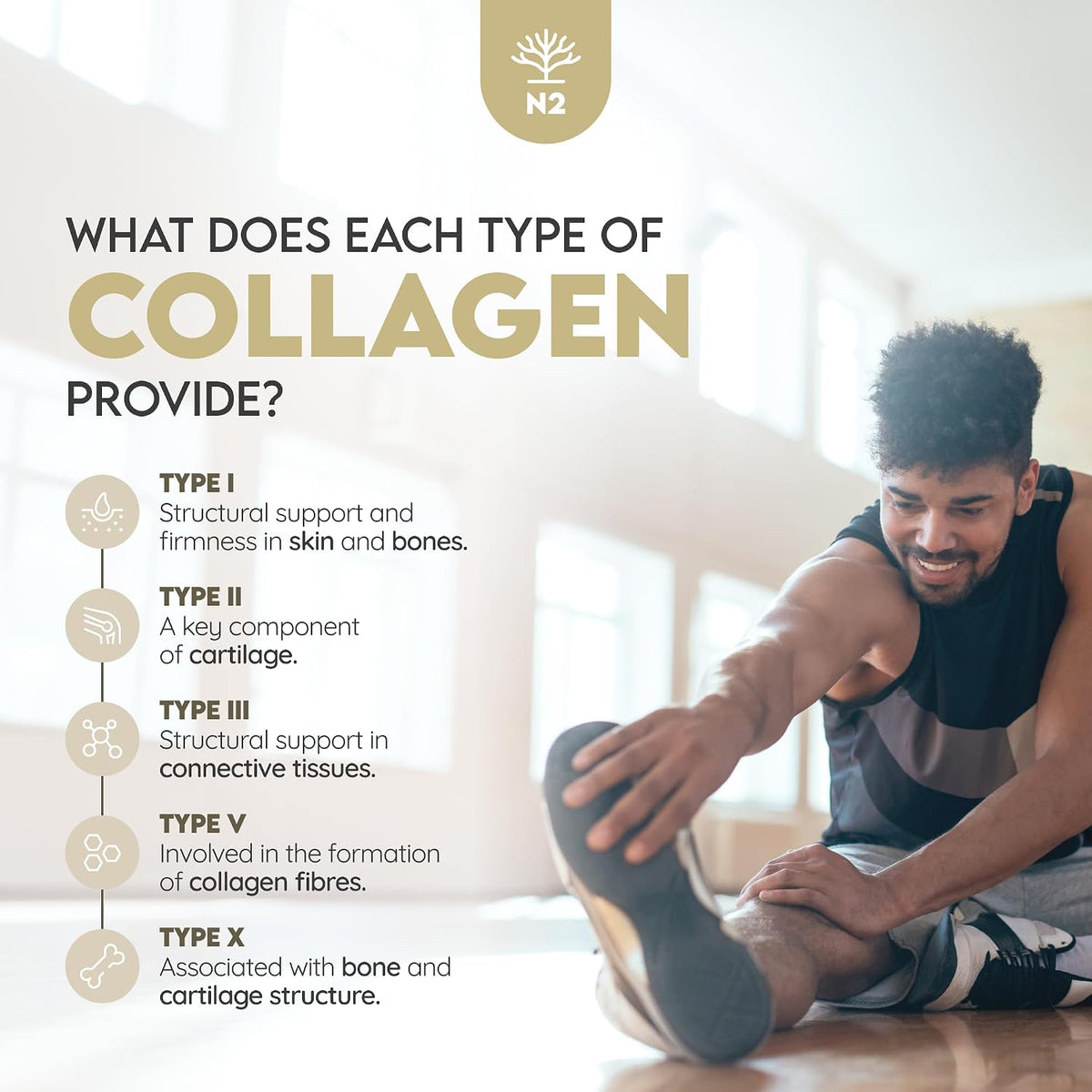 Multi Collagen 1650mg Type I, II, III, V, X. Bovine & Marine Collagen Peptides. 180 Capsules Enhanced with Vitamin C. High Strength Collagen for Joints, Hair and Skincare. N2 Natural Nutrition