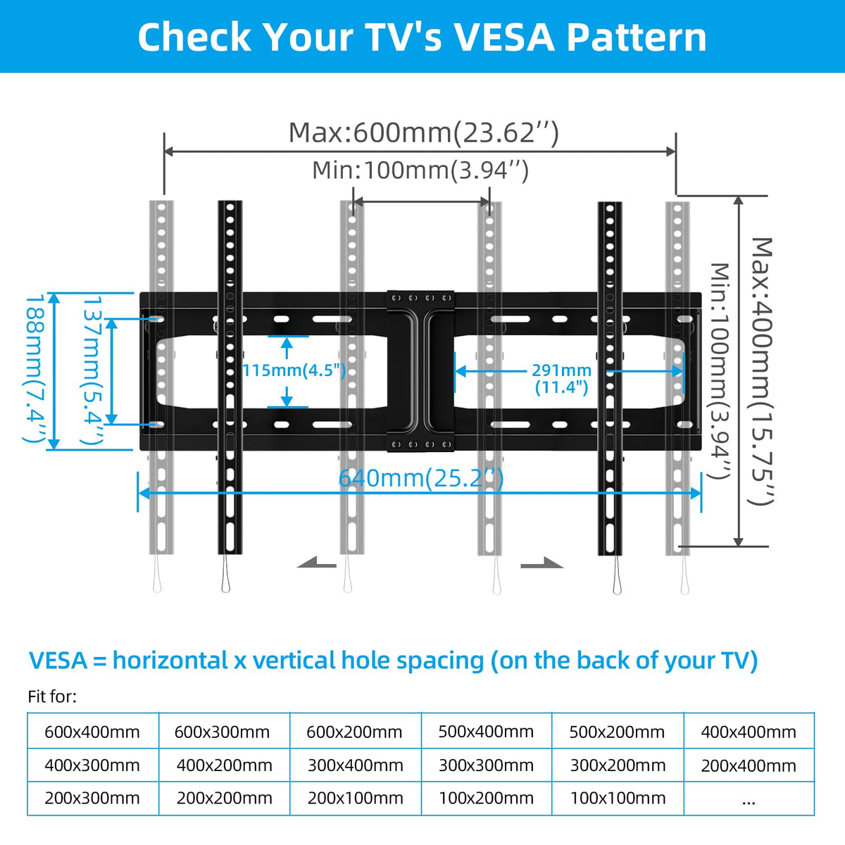 HOME VISION Heavy Duty Fixed TV Wall Bracket for 32-86 Inch Flat Screens