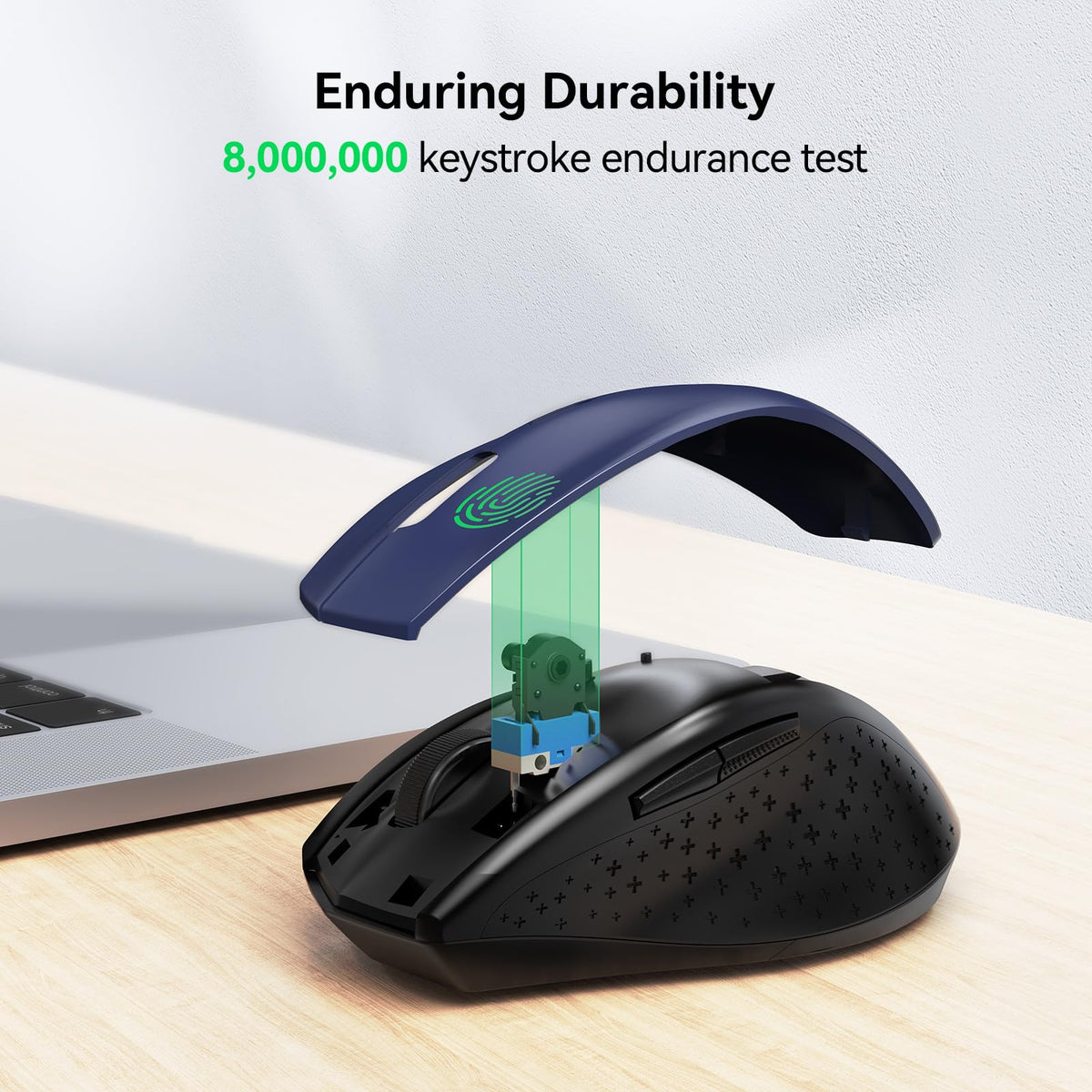 TECKNET Wireless Mouse for Laptop, 4800 DPI Optical Computer Mice with 6 Adjustable Levels, 30 Months Long Battery Life 2.4G Cordless USB Silent Mouse for Notebook, PC, Office Home Work -Grey
