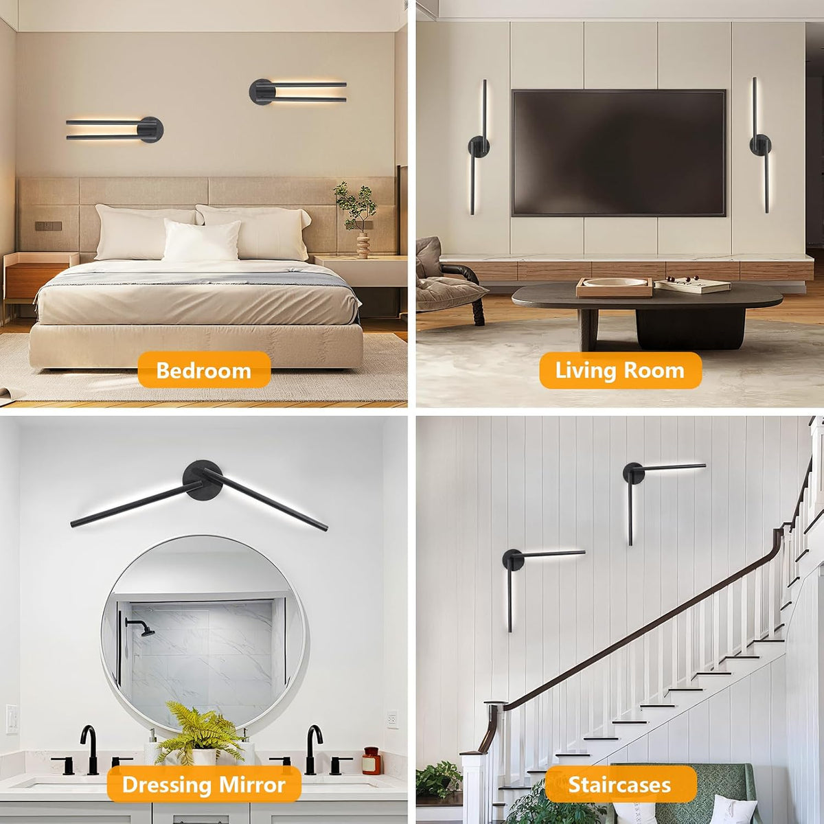 Dehobo 80CM Rechargeable Wall Lights with 8000mAh for Home Decor, 2 Packs