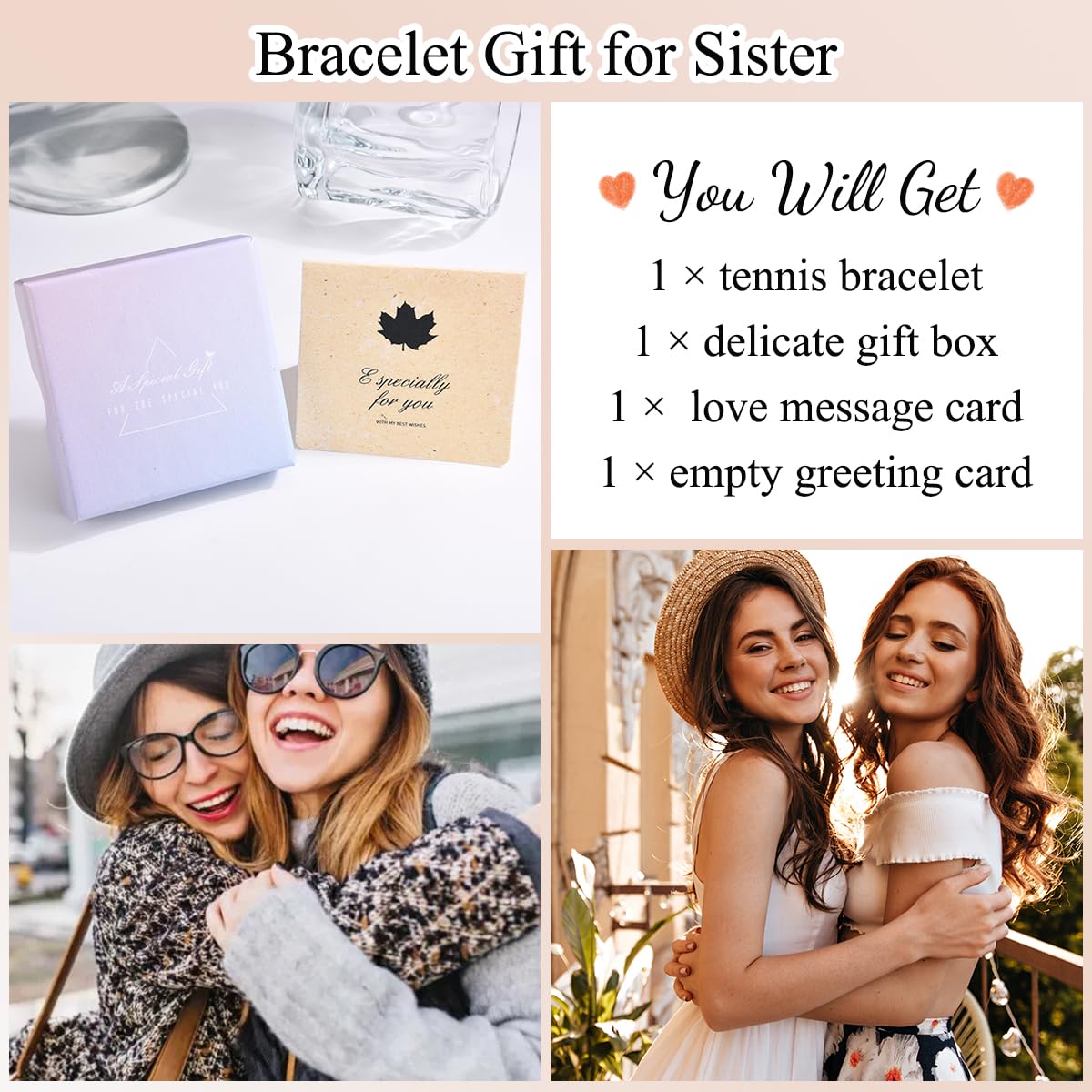Birthday Gifts for Women Girls, Sparkling Cubic Zirconia Tennis Bracelet Gifts, Christmas Mothers Day Graduation Presents for Her