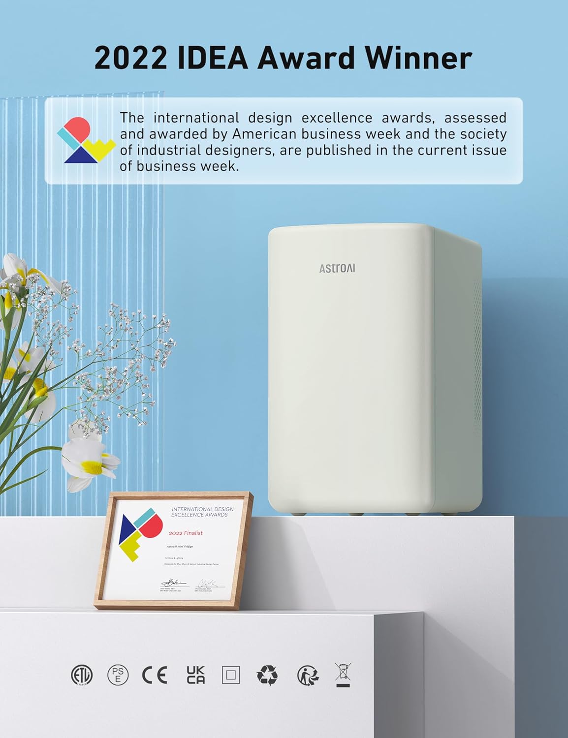 AstroAI Mini Fridge 6 Litre / 8 Can for Bedrooms, Small Fridge, AC/DC Power