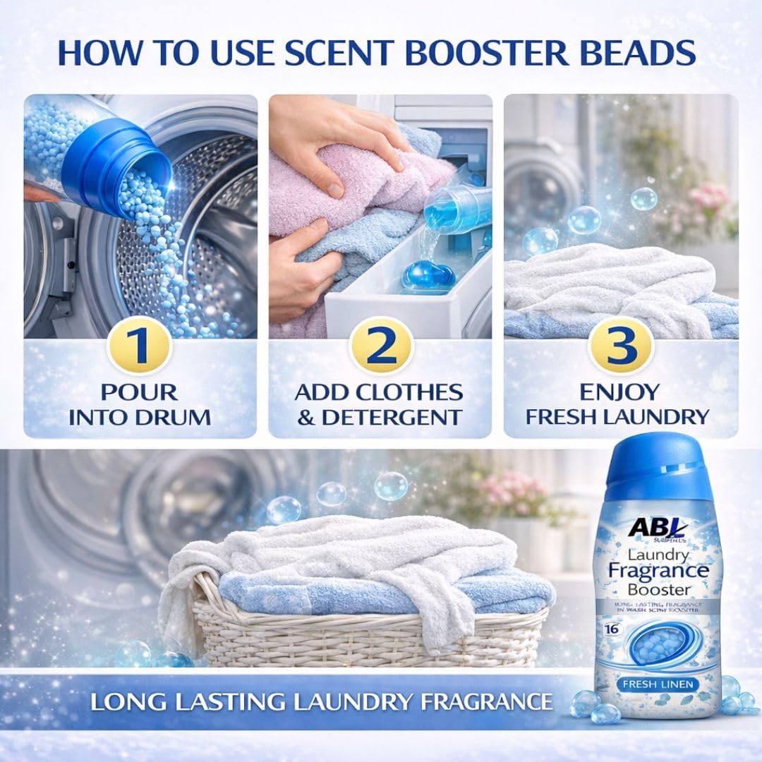 Laundry Scent Booster Beads for Laundry 4 x 350g – Wash Laundry Perfume Fragrance Booster, Long Lasting Washing Beads for Clothes & Washing Machine – Fresh Linen, Spring Blossom, Lavender & Calm