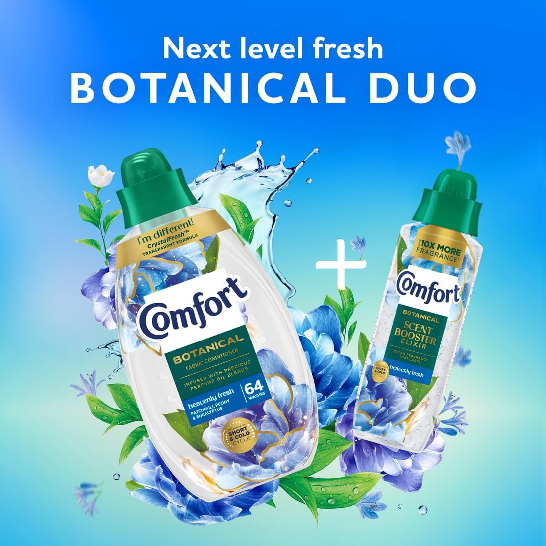 Comfort Botanical Heavenly Fresh Fabric Conditioner softener with CrystalFresh* transparent formula Freshness inspired by nature 960 ml (64 washes)