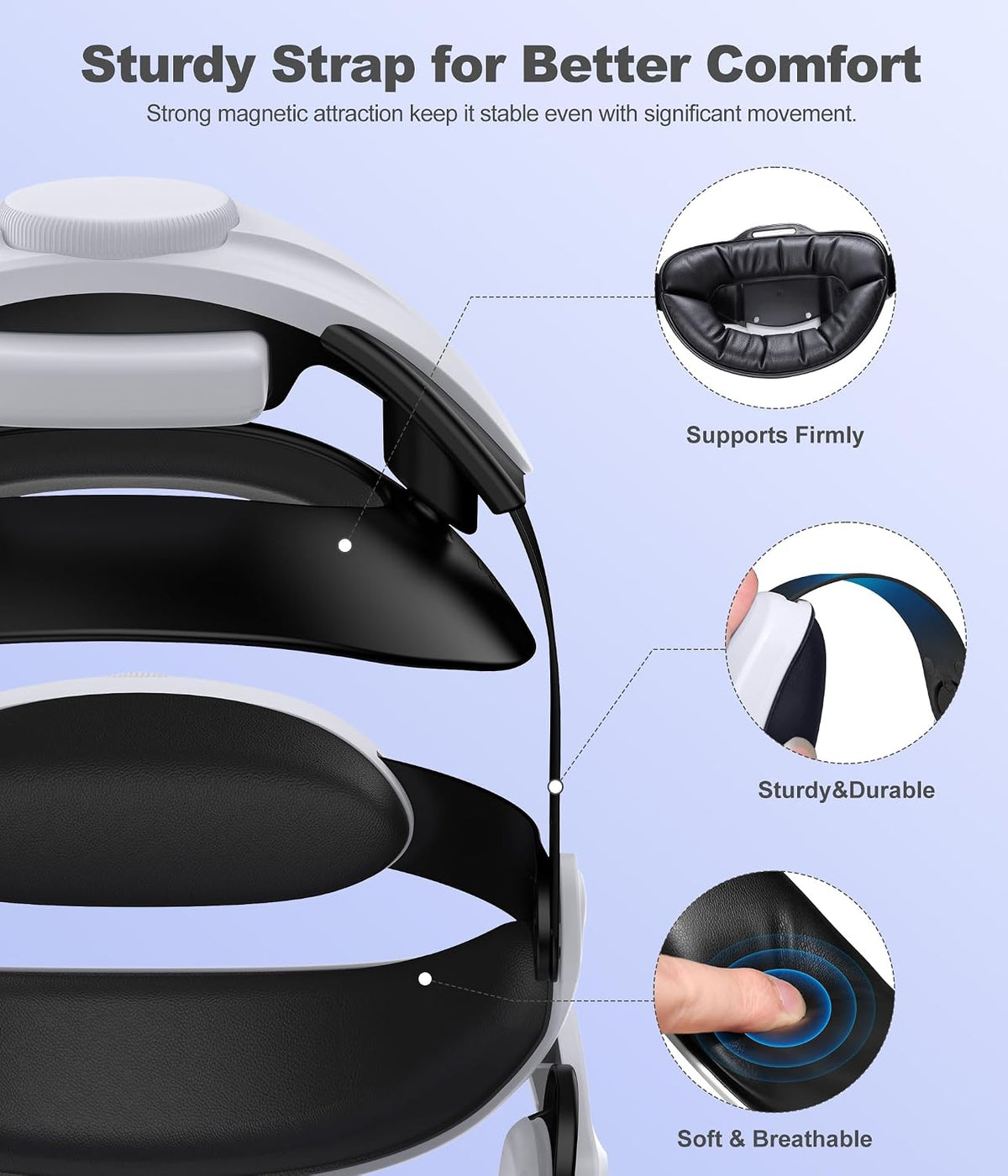 Comfortable Head Strap for Meta Quest 3S/3/2 with 7500mAh LED Display Battery Bank,VR Headset Elite Strap Replacement,All-Directional Adjustable Oculus Headstrap,Enhanced Support & Reduce Pressure
