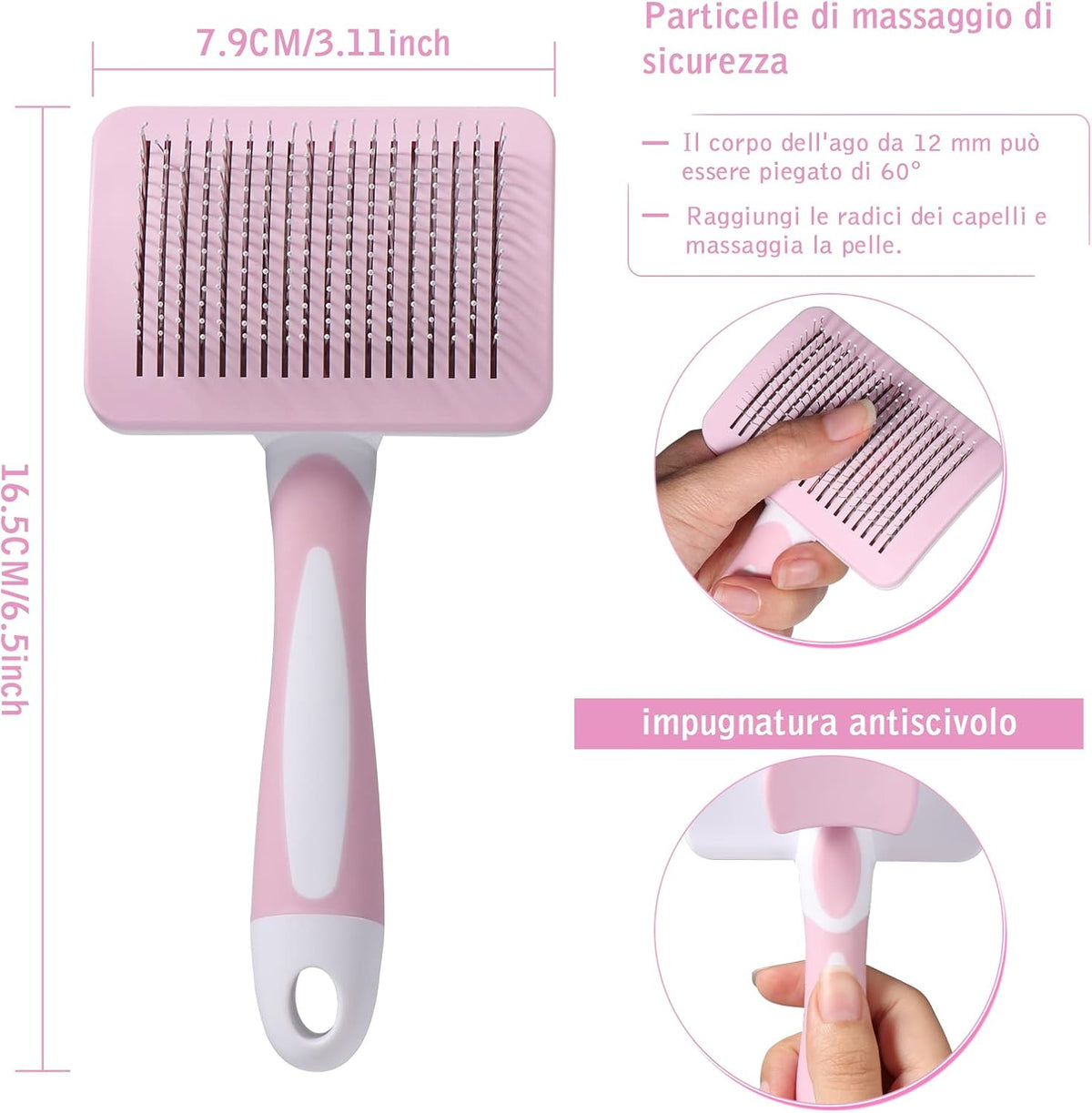 Vinabo Cat Dog Comb Brush, Cat Brush Grooming Comb, Self Cleaning Slicker Brushes, Pet Grooming Tool with Cleaning Button for Dog Shedding Tools