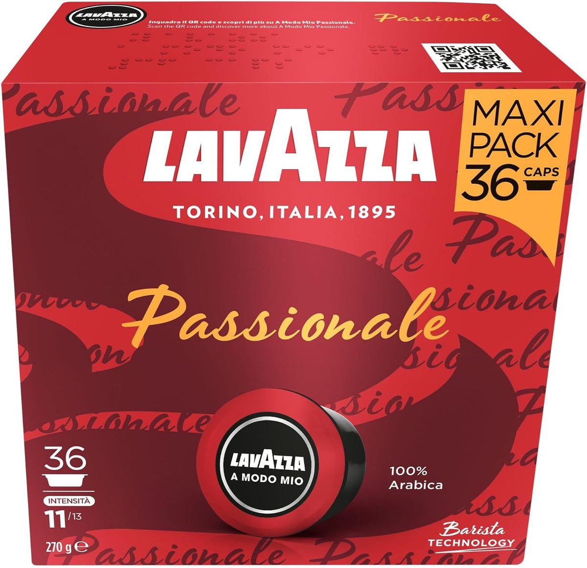 Lavazza, A Modo Mio Espresso Passionale, 36 Coffee Pods