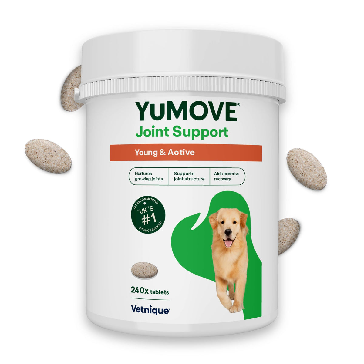 YuMOVE Young and Active Dog | Joint Supplement for Dogs to Support Active and Growing Joints Aged Under 6 | 60 Tablets Clear