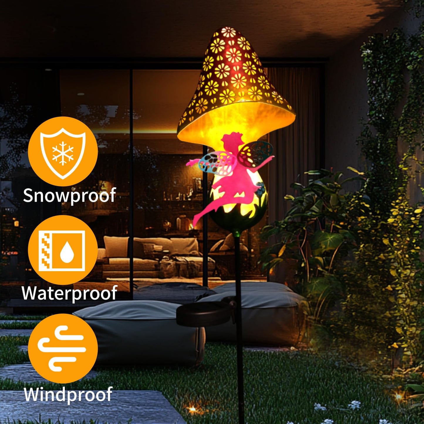 ZKLiLi Solar Lights Garden Decorations,Moon Fairy Light,Solar Crackle Glass Globe,Warm LED Light for Pathway Lawn Patio Courtyard Gifts for Mom Grandma Women
