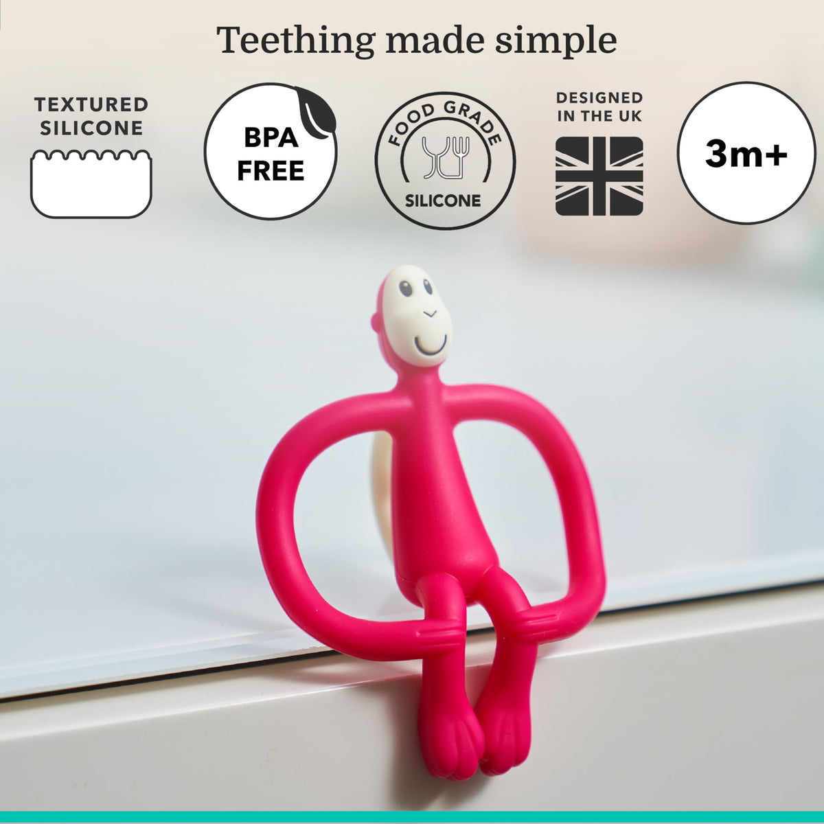 Matchstick Monkey Original Teether with Gel Applicator, Hearts
