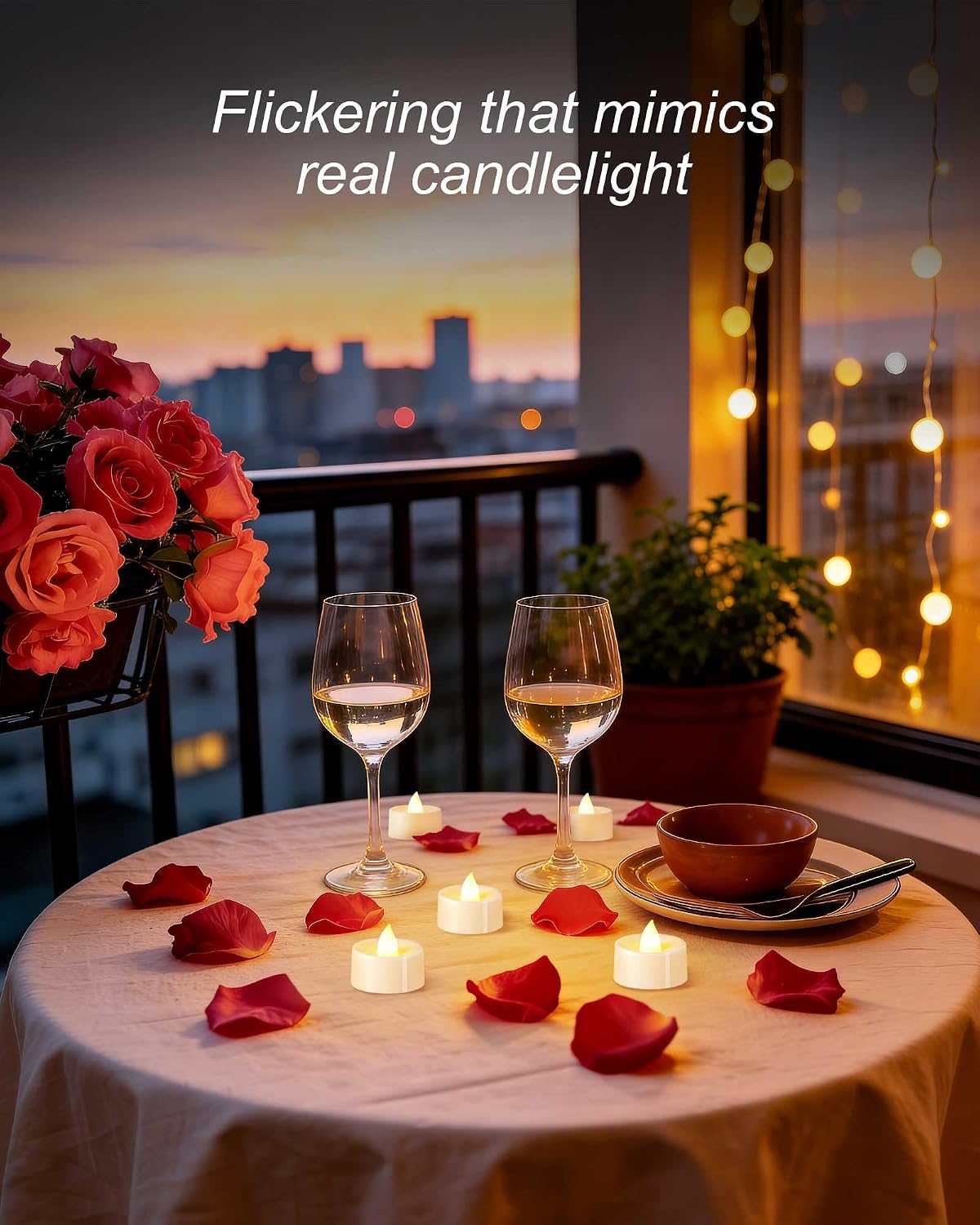 Homemory Led Battery Operated Tea Lights, Fake Electric Flickering Candles