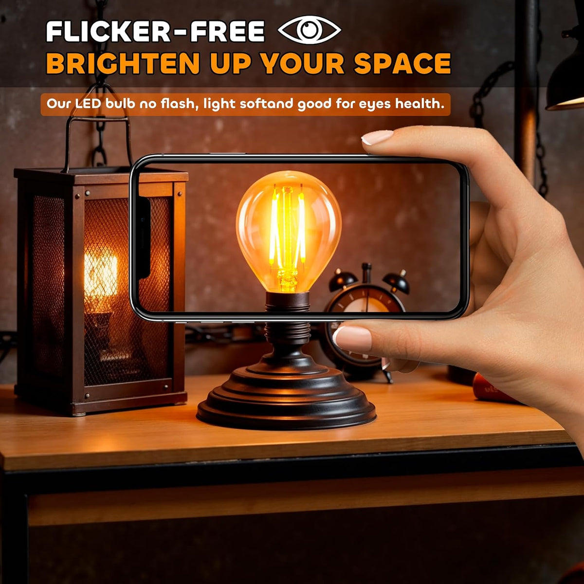 Vintage Light Bulb E14 Edison Screw Bulb, 4W LED Filament Equivalent 40 Watt, Antique Style Retro Amber Glass 2200K Warm White, 400LM, AC 220V, Non-dimmable, Mini G45 Golf Ball Bulbs, 6 Packs