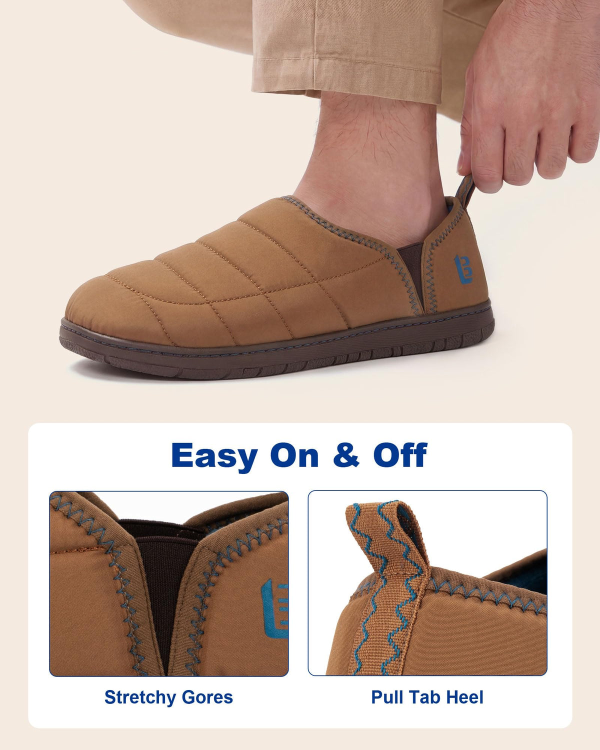 LongBay Mens Indoor Outdoor Slippers Memory Foam House Camping Shoes Gift