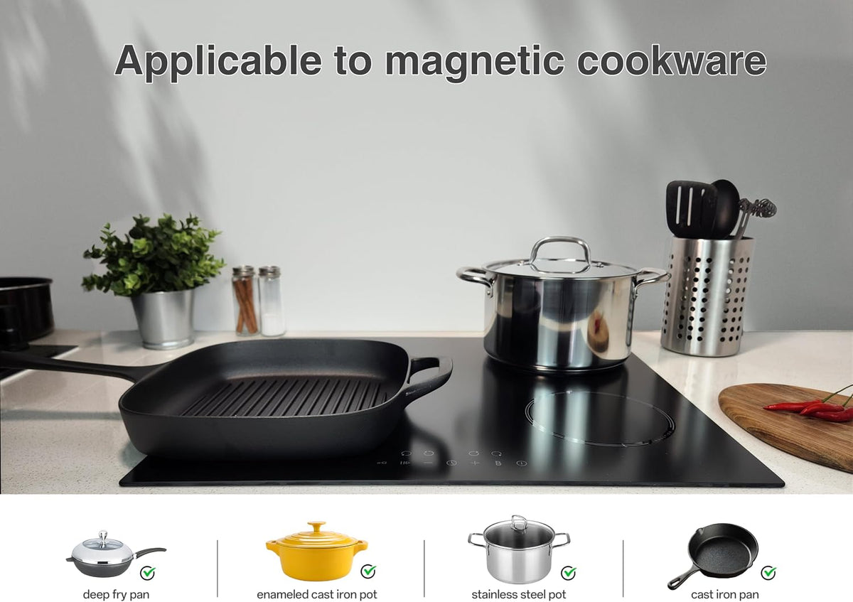 13A Plug in Induction Hob 2800W 4 Zone ILVA Glass Boost Pause ChildLock