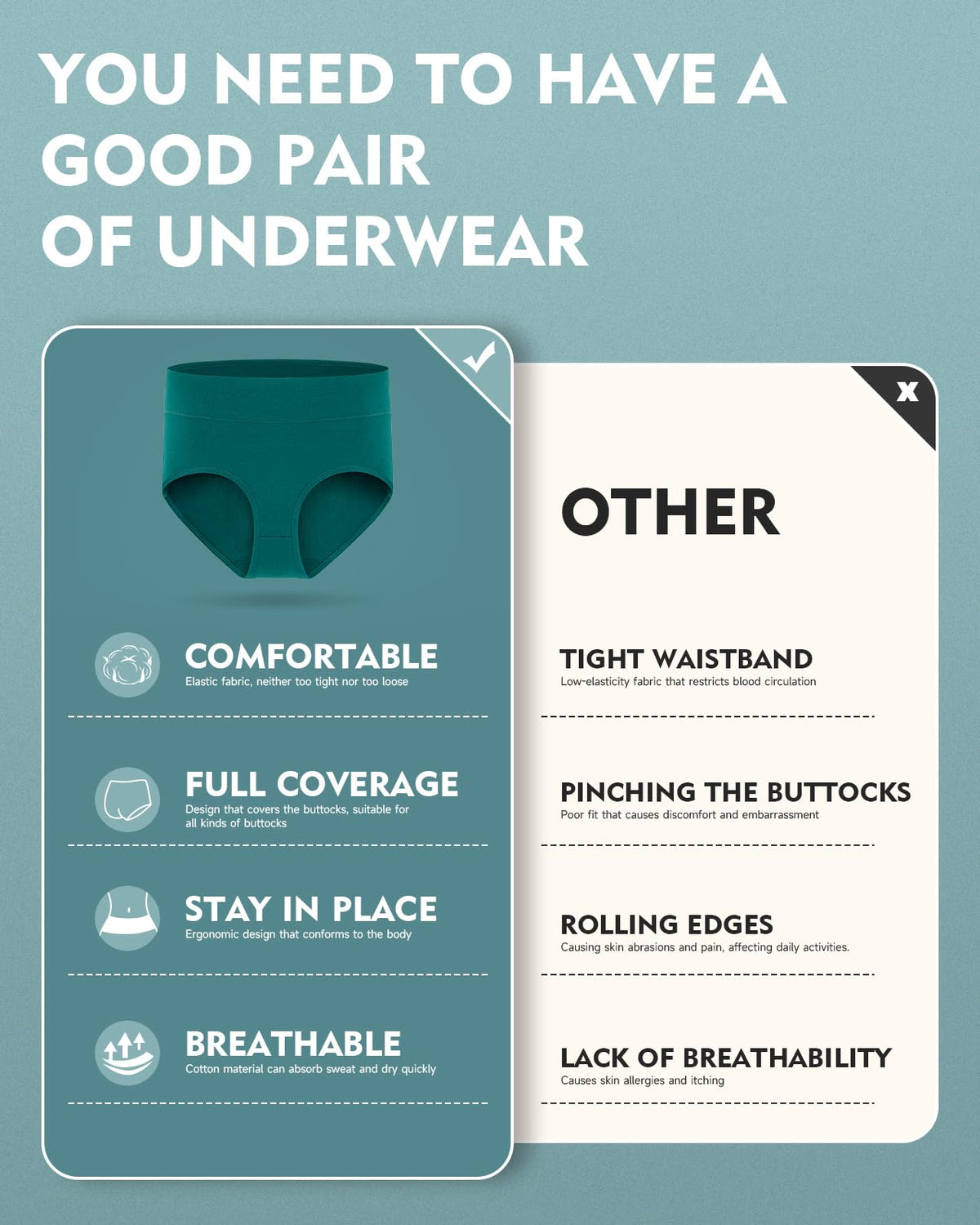 TANSTC Period Pants for Women, Leakproof Period Underwear Pack of 3