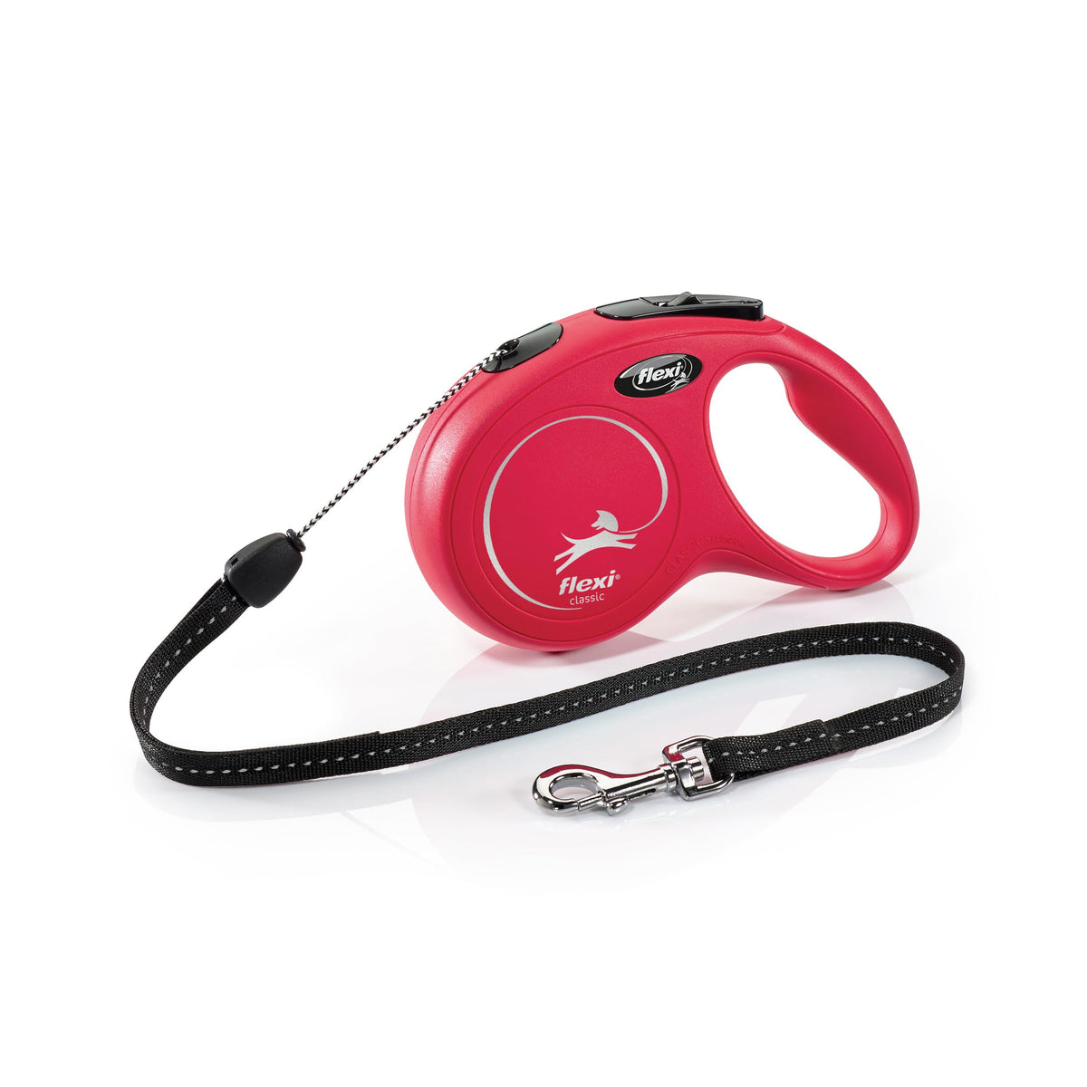 flexi Classic S | 5 m Retractable Cord Leash for Dogs up to 12 kg | Black | Retractable Dog Lead | Weight: 160 g | Dimensions: 9.6 x 16.2 cm