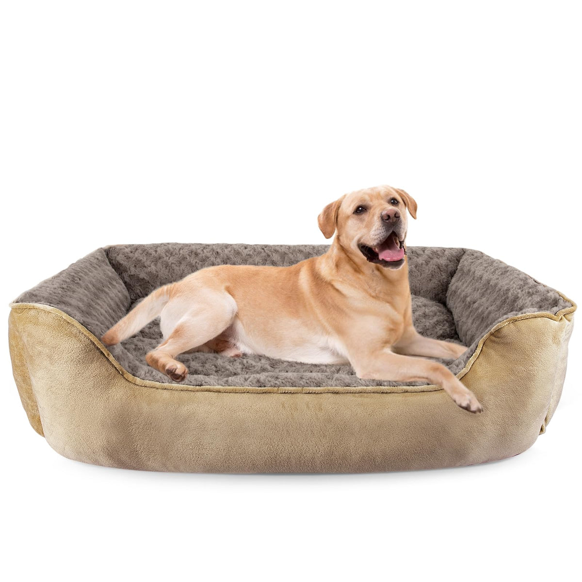JOEJOY Dog Bed Medium - Washable Rectangle Dog Beds, Anti-Anxiety, Soft Plush Non-Slip Bottom Pet Bed - Small | Medium | Large Size Mattress Mat, Grey