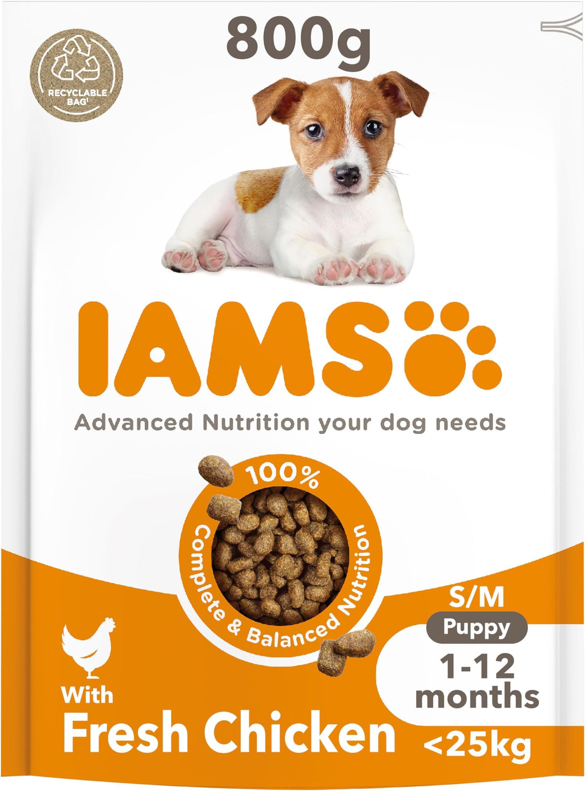 IAMS Puppy Small Medium Complete Dry Dog Food Chicken 3kg - For Healthy Growth
