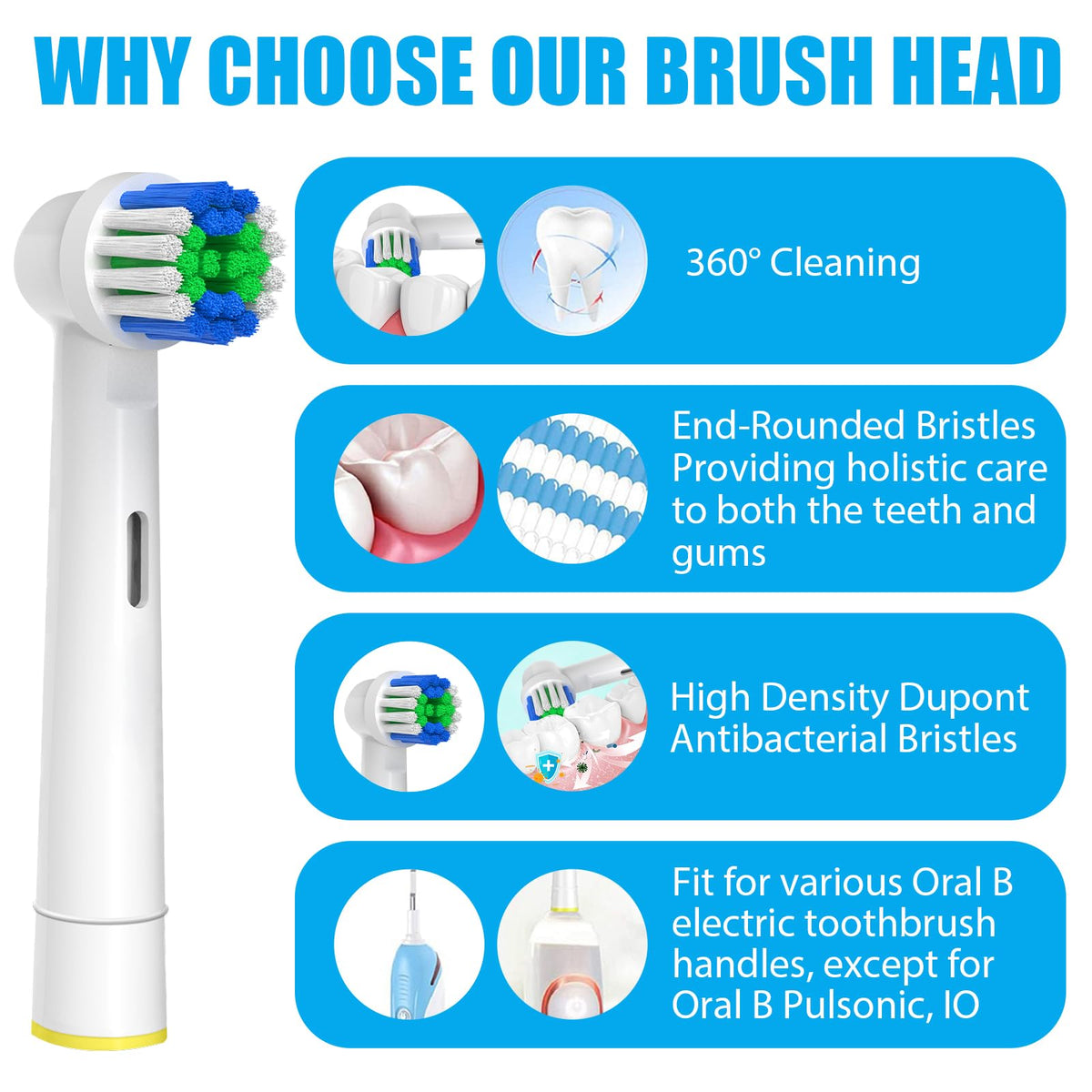 20 Pack Toothbrush Replacement Heads Black Compatible with Oral B Professional Soft Clean Electric Toothbrush Head Heads Refill Pro 500/1000/1500/3000/3757/5000/7000/7500/8000